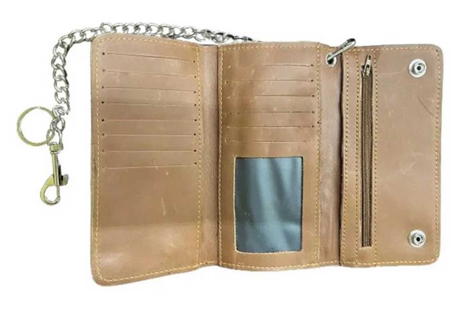 Harley-Davidson Free Shipping - UNIK Men's Motorcycle Biker Chain Tri-Fold Premium Leather Wallet, Brown - Free Shipping on many products plus Orders Over $99