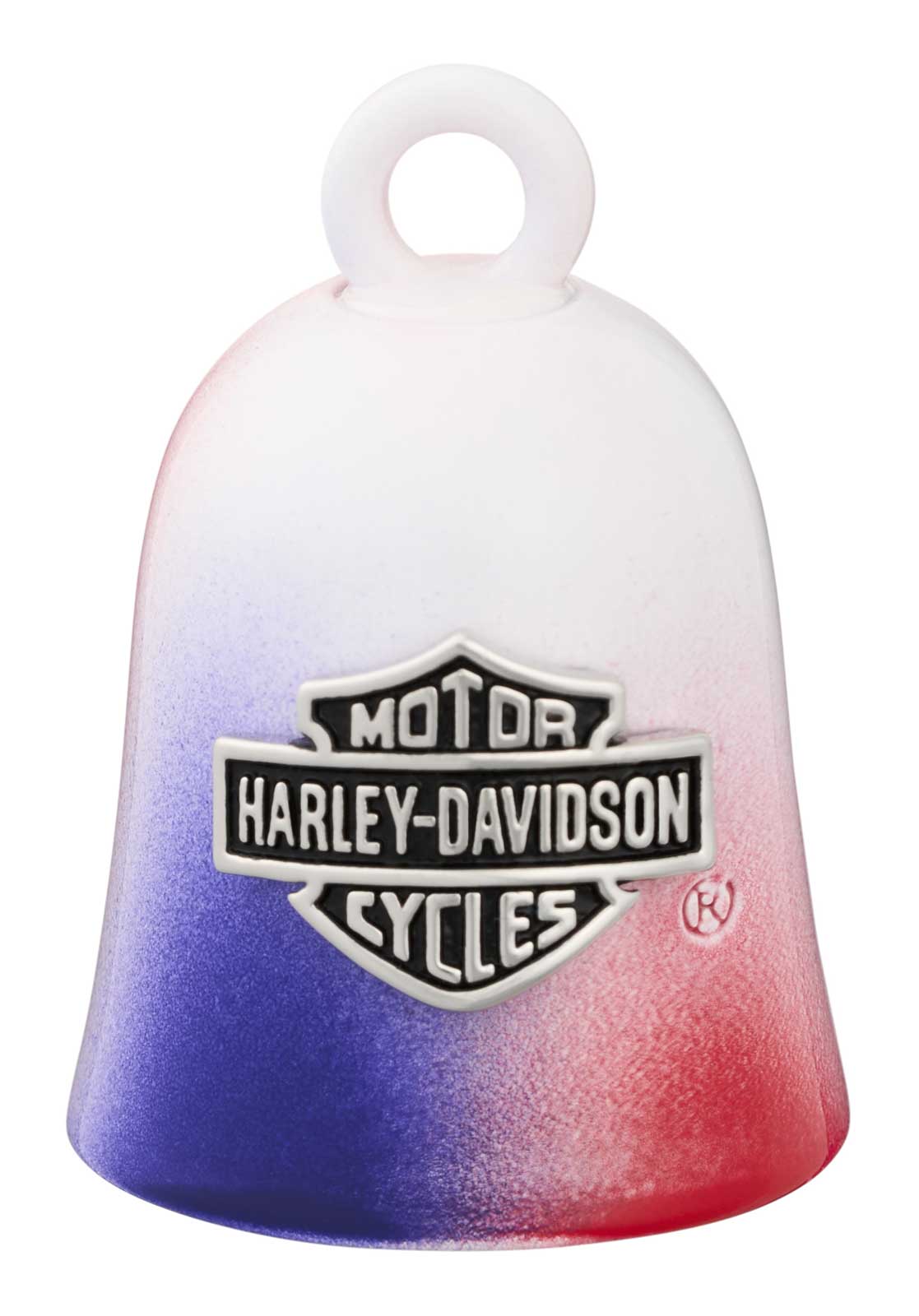 Harley-Davidson Bar & Shield Sprayed Red/White/Blue Ride Bell, Silver Finish - Wisconsin Harley-Davidson