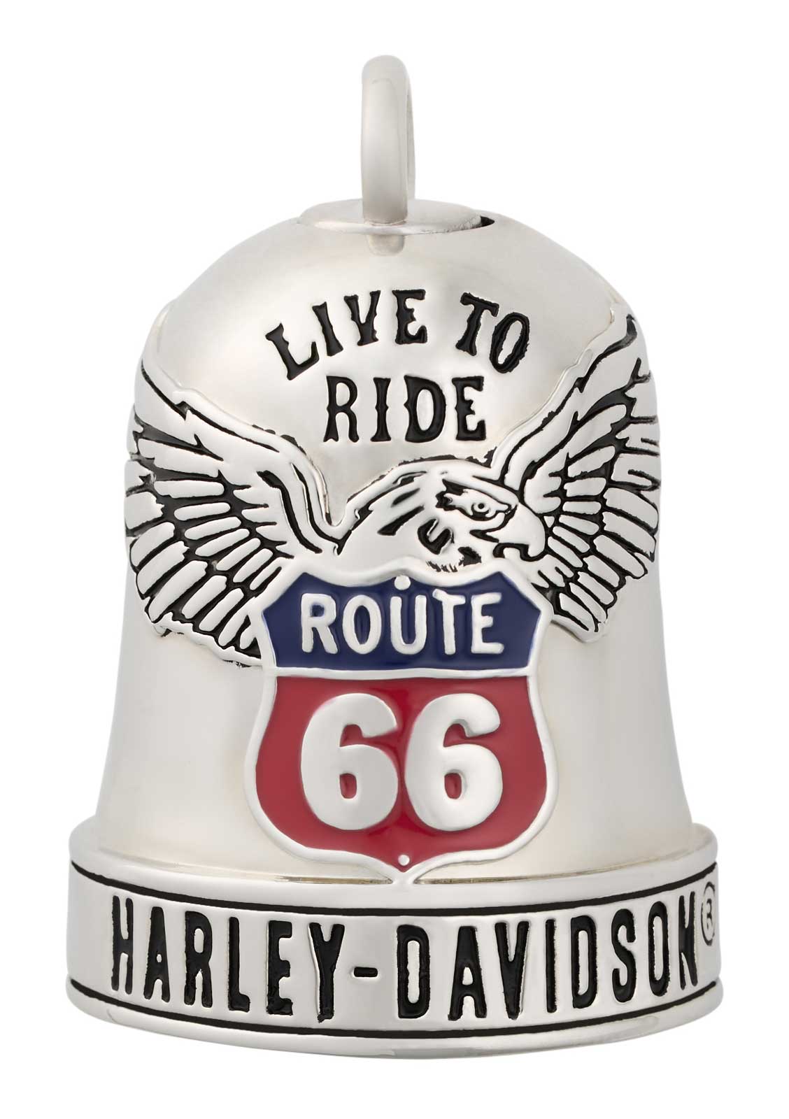 Harley-Davidson Route 66 Eagle Bar & Shield Logo Ride Bell, Silver Finish - Wisconsin Harley-Davidson