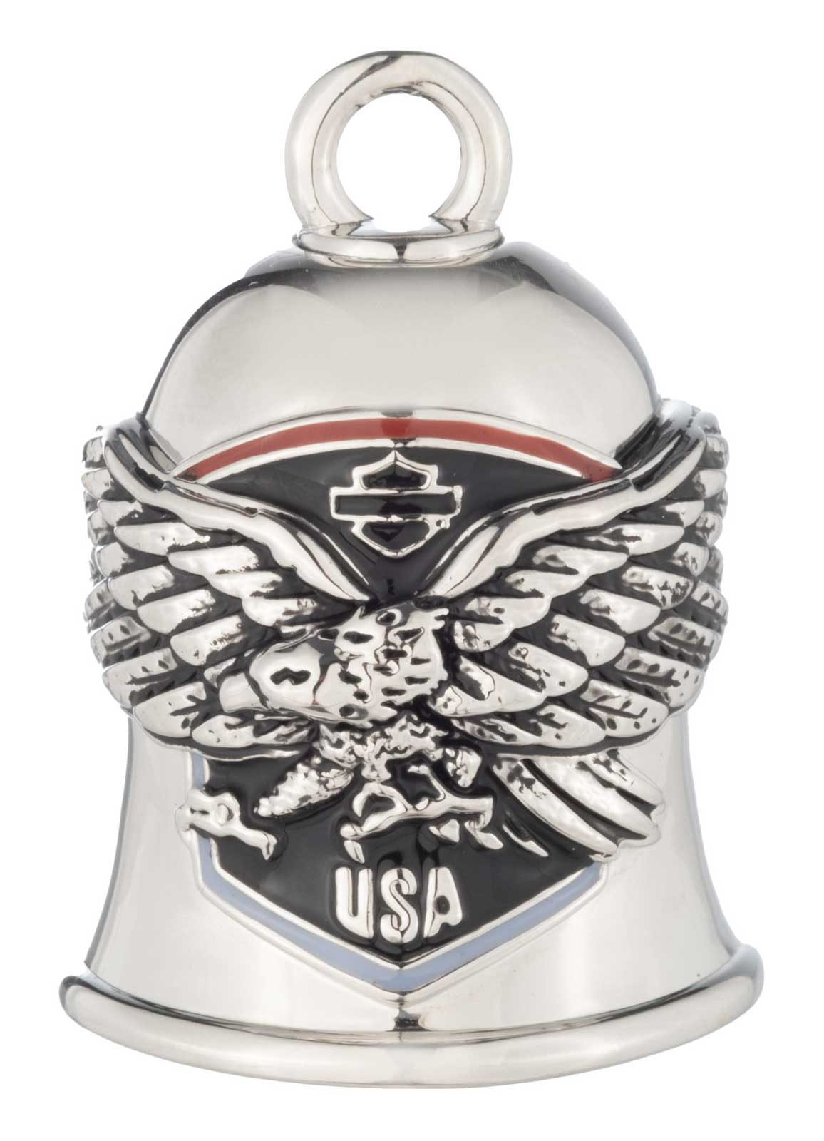 Harley-Davidson Flying Eagle Crest w/ RWB #1 Ride Bell, Silver Finish - Wisconsin Harley-Davidson