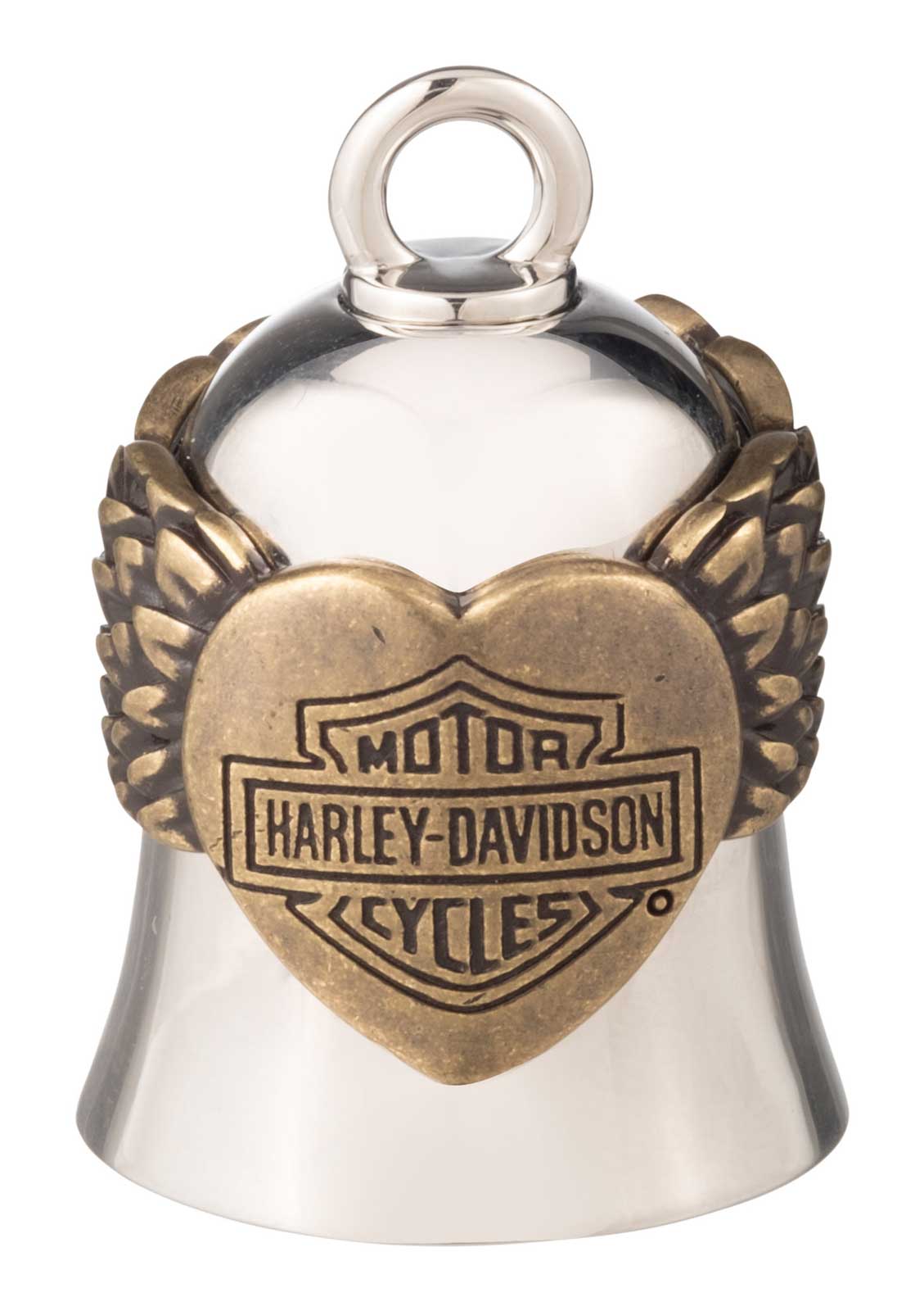 Harley-Davidson Bar & Shield Winged Heart Ride Bell, Silver & Brass Tone Plating - Wisconsin Harley-Davidson