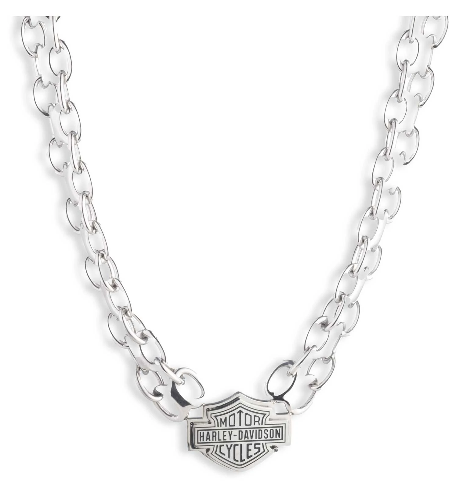 Harley-Davidson Men's Bar & Shield Stainless Steel Bismark Chain Collar Necklace - Wisconsin Harley-Davidson