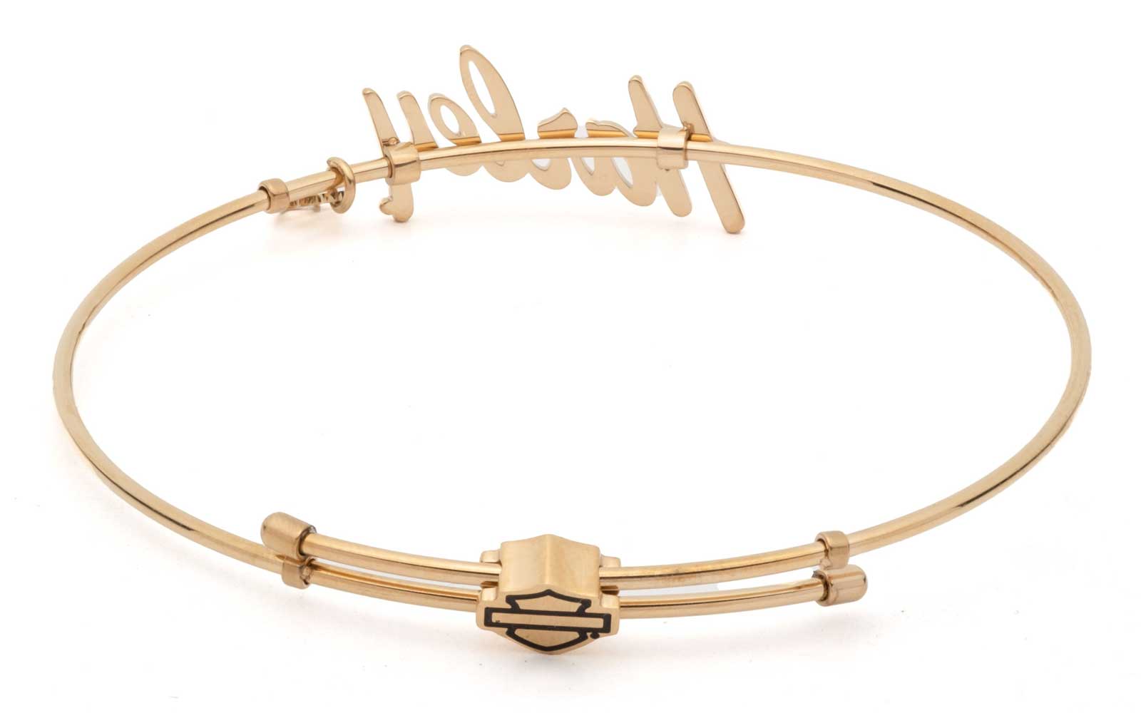 Harley-Davidson Free Shipping - Harley-Davidson Womens Cursive Script Gold Stone Stainless Steel Bangle Bracelet - Free Shipping on many products plus Orders Over $99