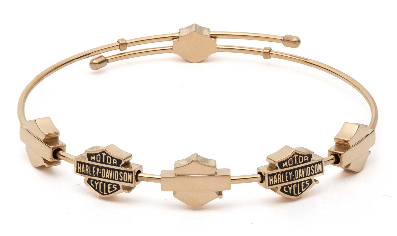 Harley-Davidson Women's Bar & Shield Gold Stone Stainless Steel Bangle Bracelet - Wisconsin Harley-Davidson