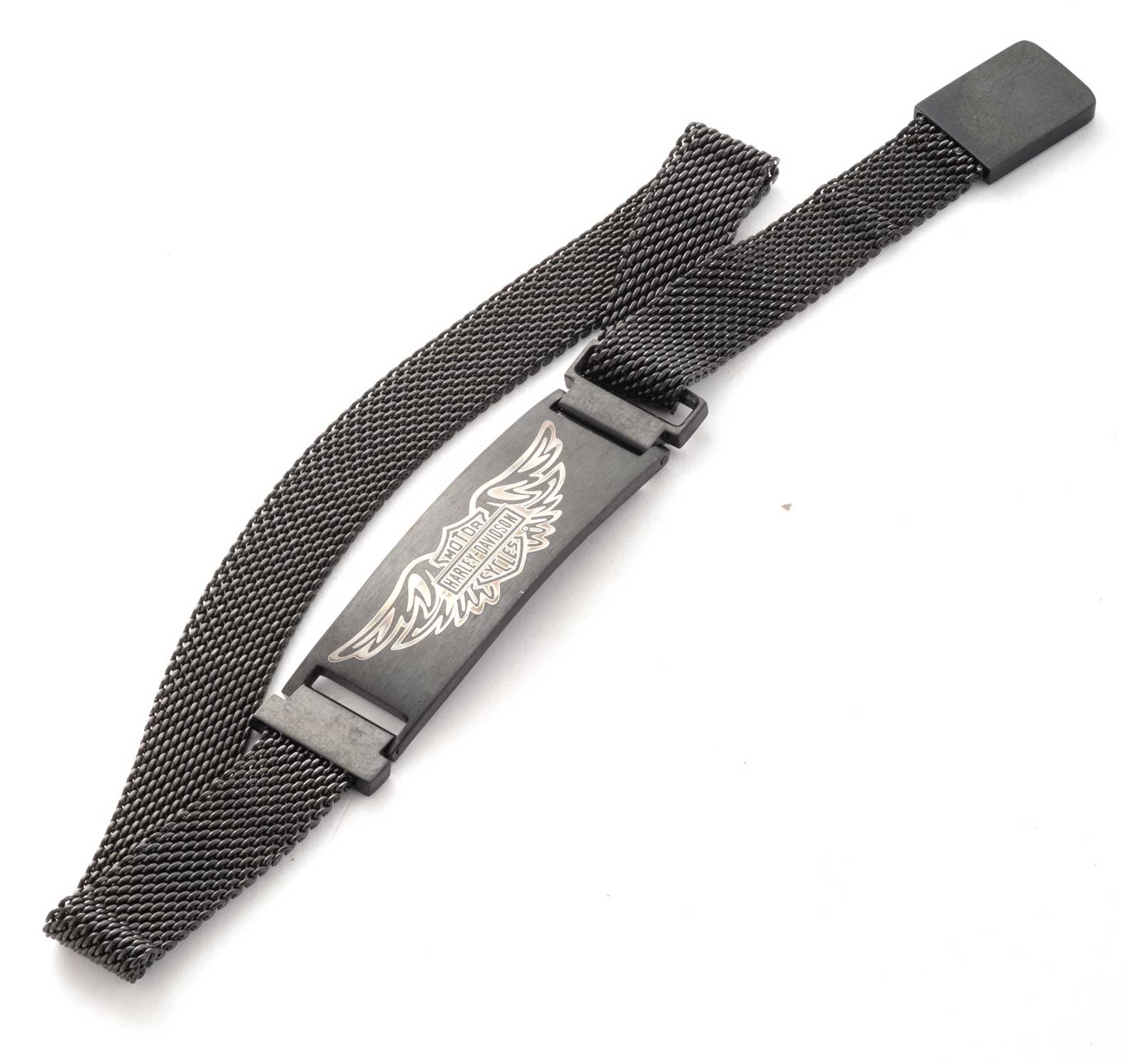 Harley-Davidson Free Shipping - Harley-Davidson Men's Etched Bar & Shield Mesh Stainless Steel Bracelet, Black - Free Shipping on many products plus Orders Over $99