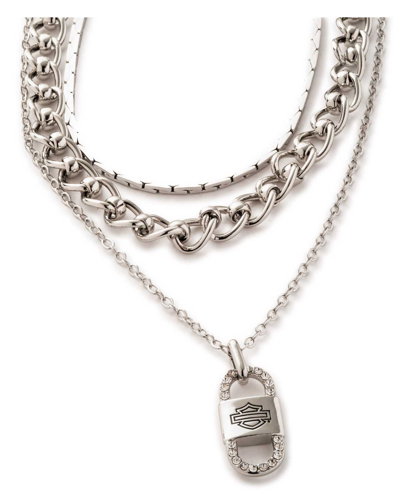 Harley-Davidson Free Shipping - Harley-Davidson Women's Bar & Shield Link Charm Multirow Chain Necklace, Silver - Free Shipping on many products plus Orders Over $99