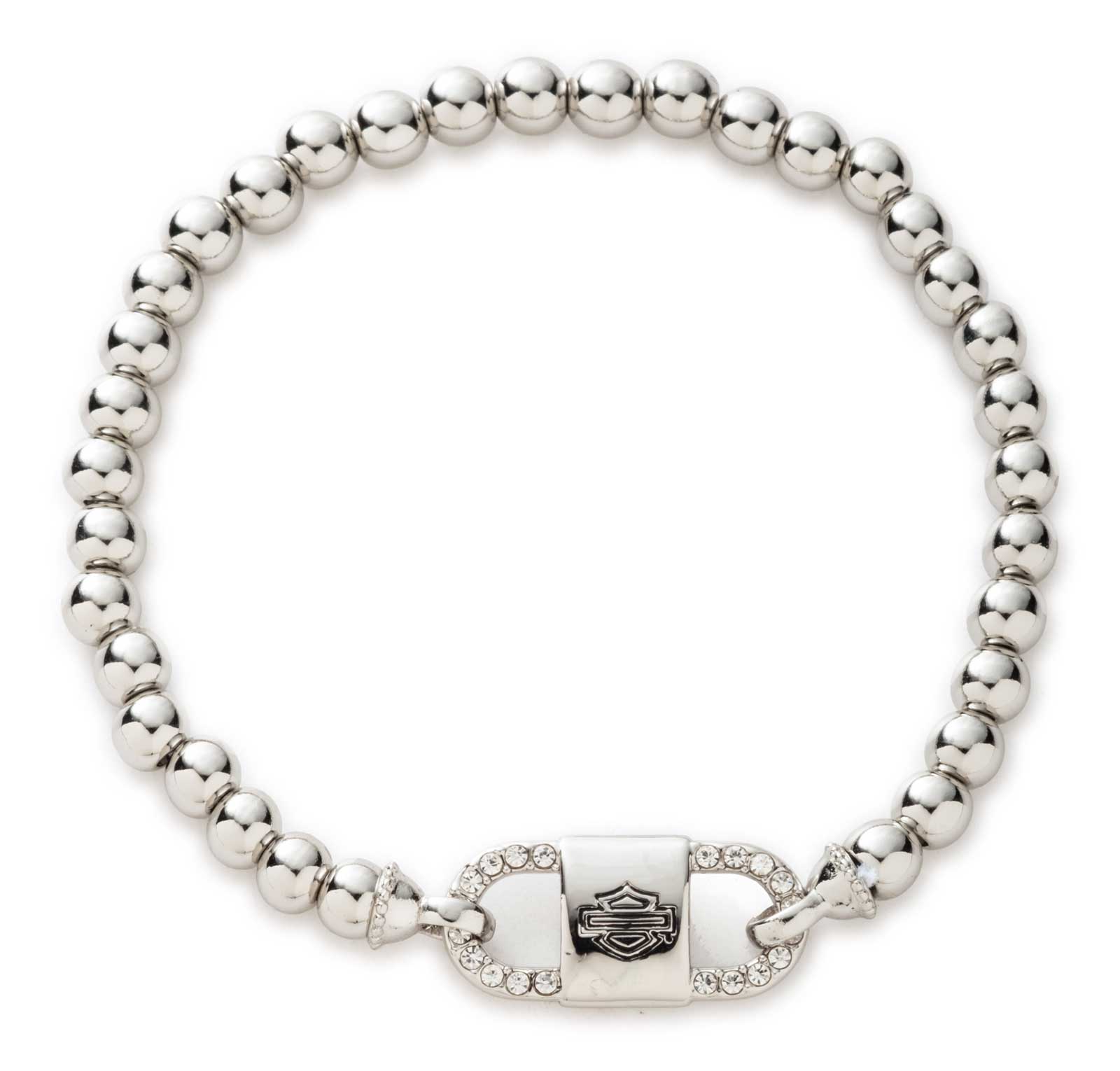 Harley-Davidson Women's Embellished Bar & Shield Link Stretch Bracelet, Silver - Wisconsin Harley-Davidson
