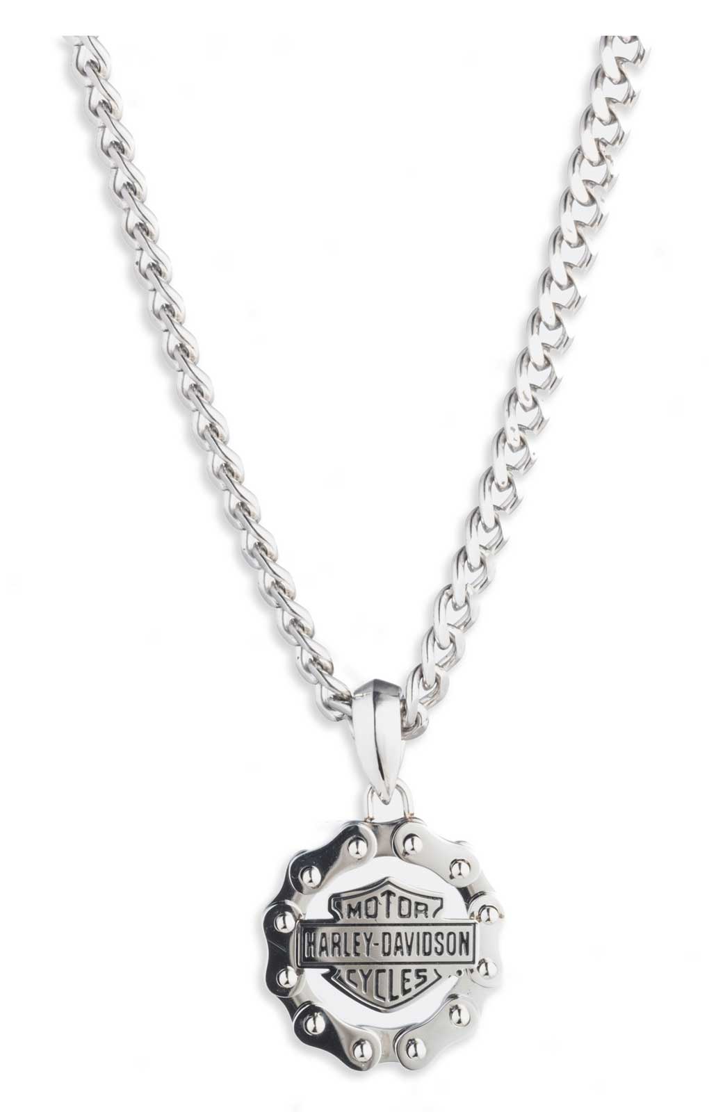 Harley-Davidson Men's Bar & Shield Bike Chain Stainless Steel Pendant Necklace - Wisconsin Harley-Davidson