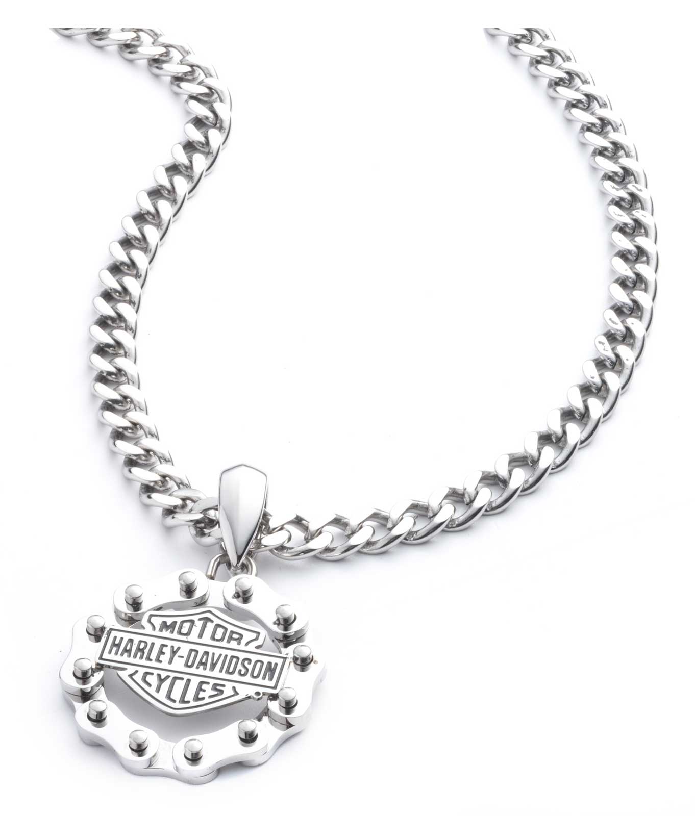 Harley-Davidson Free Shipping - Harley-Davidson Men's Bar & Shield Bike Chain Stainless Steel Pendant Necklace - Free Shipping on many products plus Orders Over $99