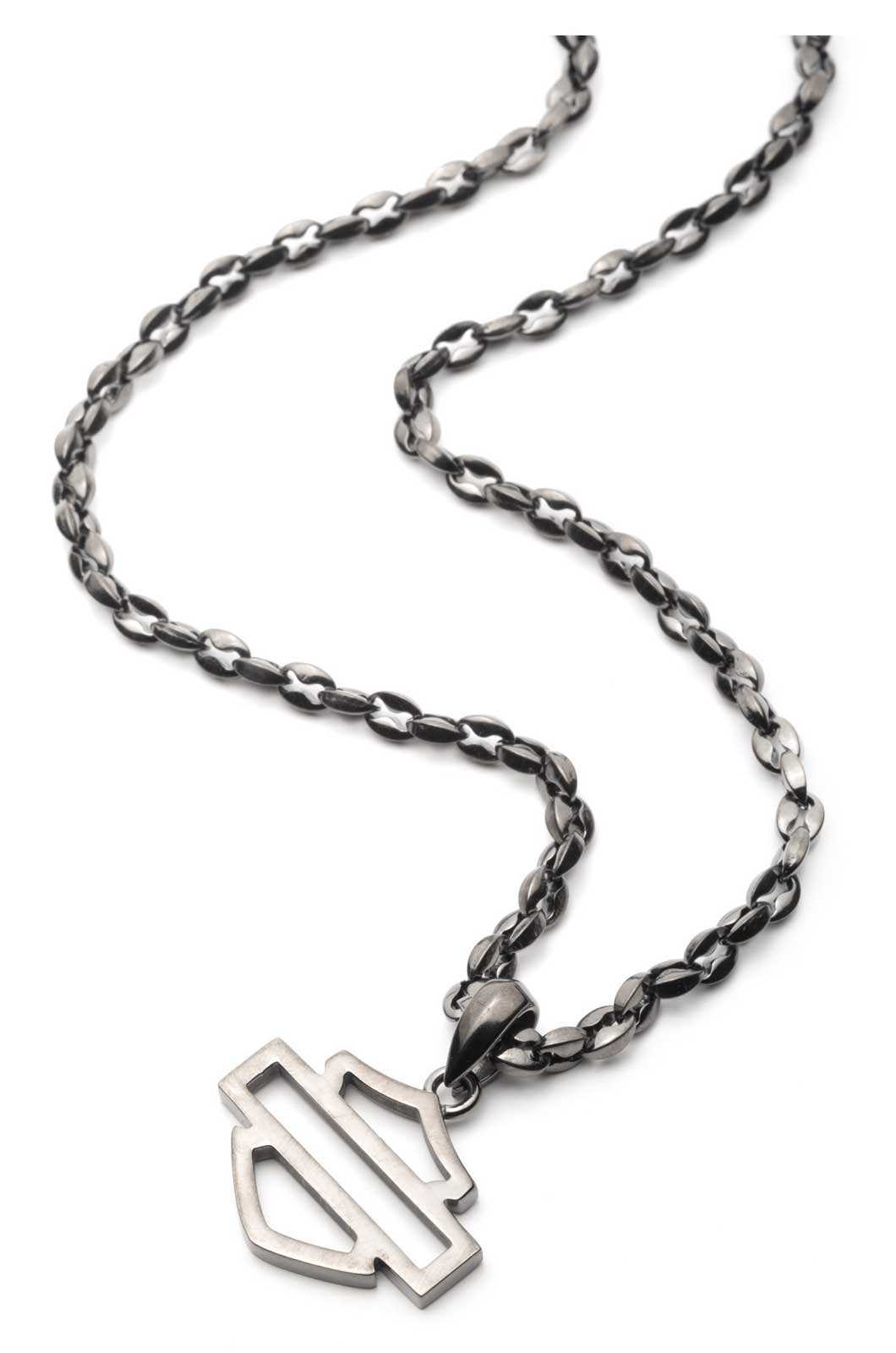 Harley-Davidson® Mens Open Bar & Shield Hematite Stainless Steel