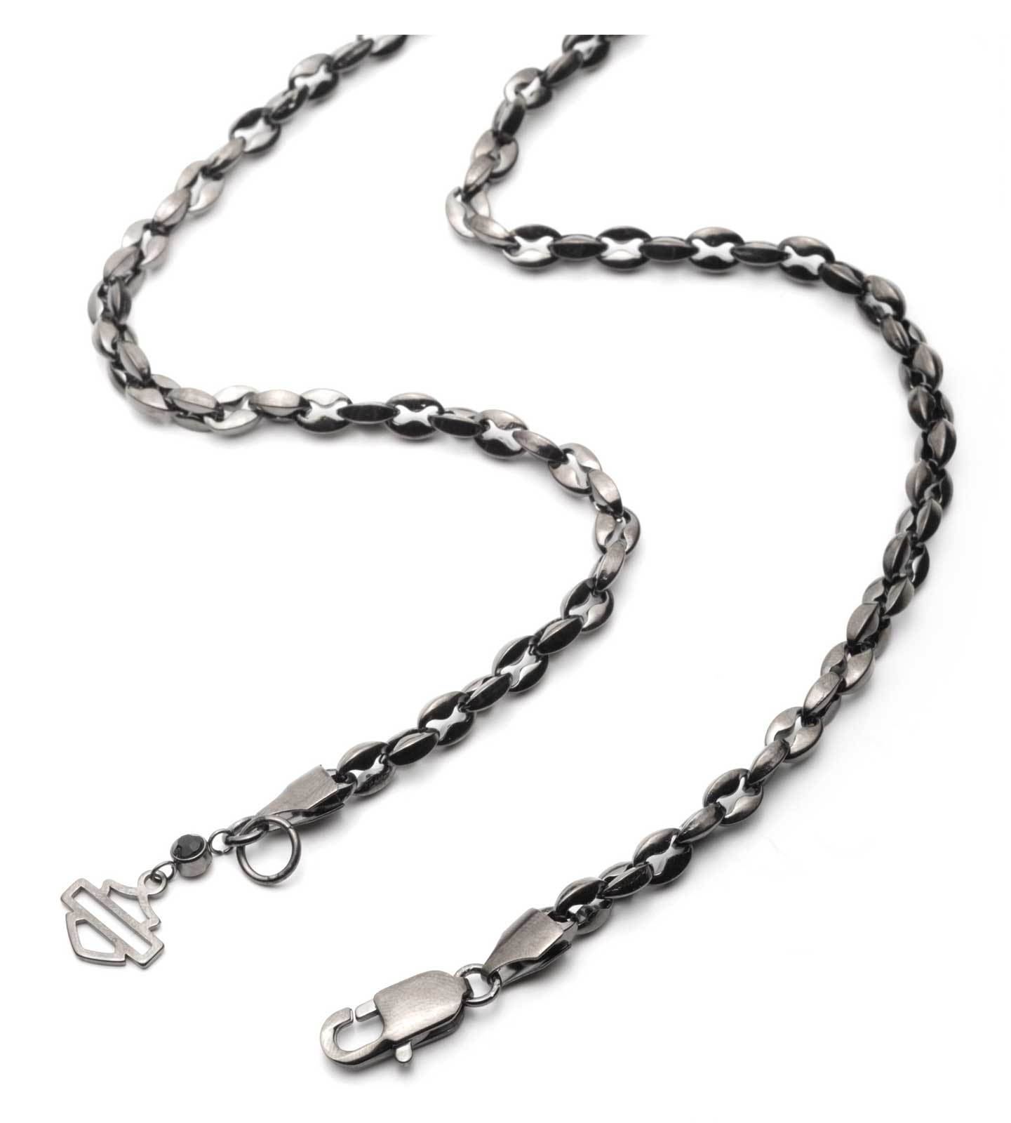 Harley-Davidson Mens Open Bar & Shield Hematite Stainless Steel Pendant Necklace - No Hassle Returns at Wisconsin Harley