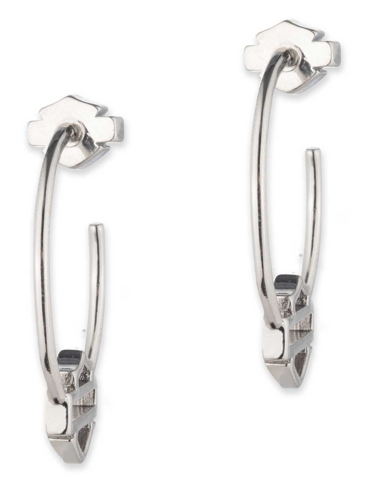 Harley-Davidson Free Shipping - Harley-Davidson Women's 30mm Open Bar & Shield Hoop Earrings, Silver Brass - Free Shipping on many products plus Orders Over $99