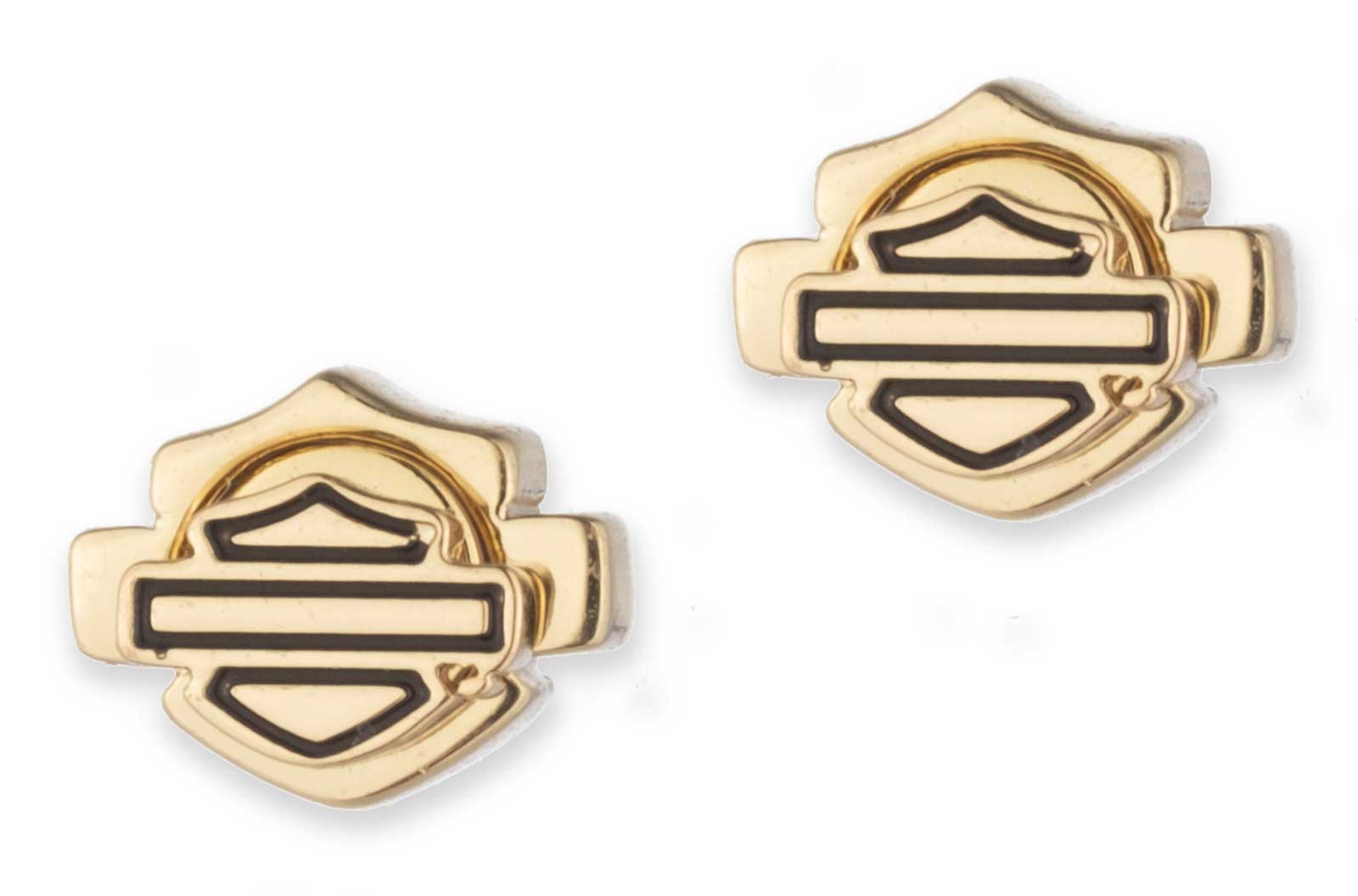 Harley-Davidson Women's Small Bar & Shield Stainless Steel Stud Earrings, Gold - Wisconsin Harley-Davidson