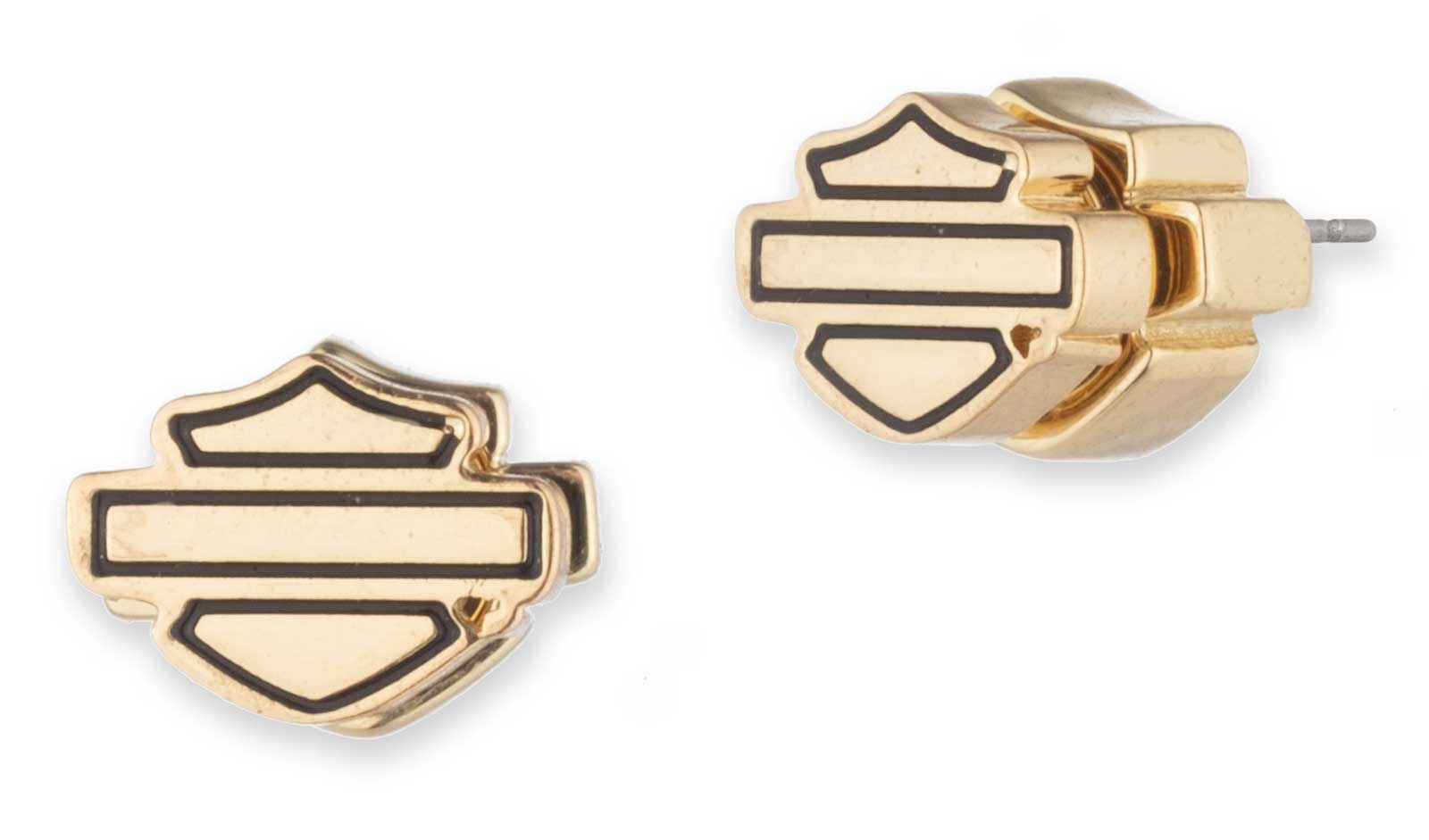 Harley-Davidson Free Shipping - Harley-Davidson Women's Medium Bar & Shield Stainless Steel Stud Earrings, Gold - Free Shipping on many products plus Orders Over $99
