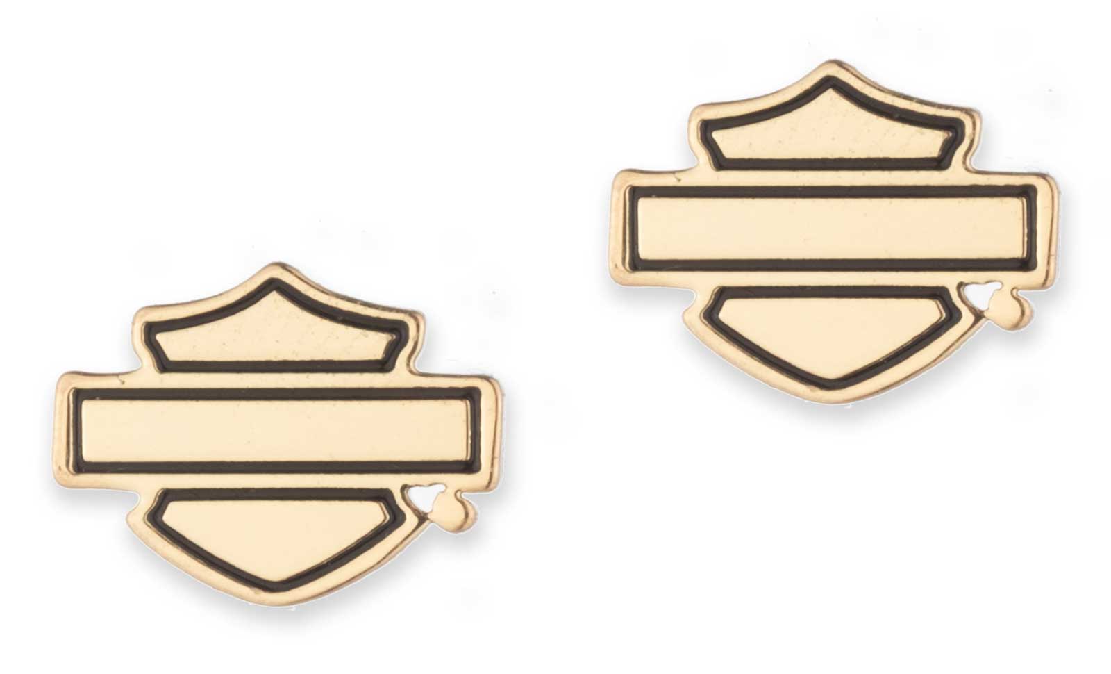 Harley-Davidson Women's Large Bar & Shield Stainless Steel Stud Earrings, Gold - Wisconsin Harley-Davidson