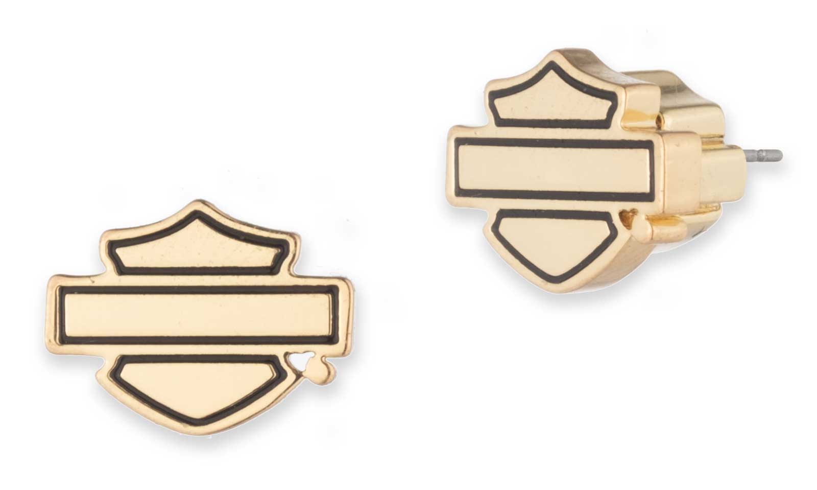 Harley-Davidson Free Shipping - Harley-Davidson Women's Large Bar & Shield Stainless Steel Stud Earrings, Gold - Free Shipping on many products plus Orders Over $99