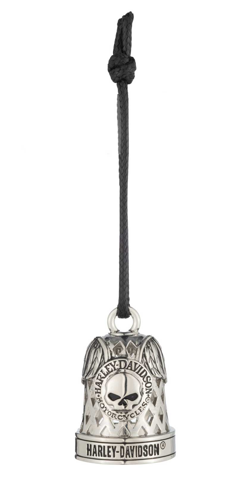 Harley-Davidson Winged Willie G Skull Diamond Cut Outs Ride Bell, Silver Finish - No Hassle Returns at Wisconsin Harley