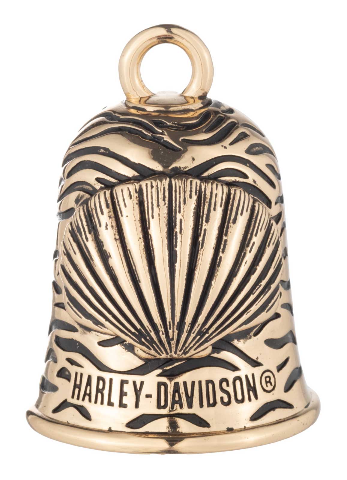 Harley-Davidson Water Texture w/ Shell Brass Gold Tone Plated Ride Bell - Wisconsin Harley-Davidson
