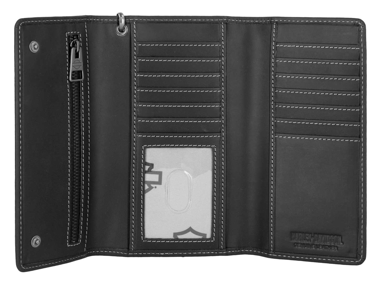 Harley-Davidson Men's Traditional Bar & Shield Embossed Trucker Wallet w/ Chain - No Hassle Returns at Wisconsin Harley