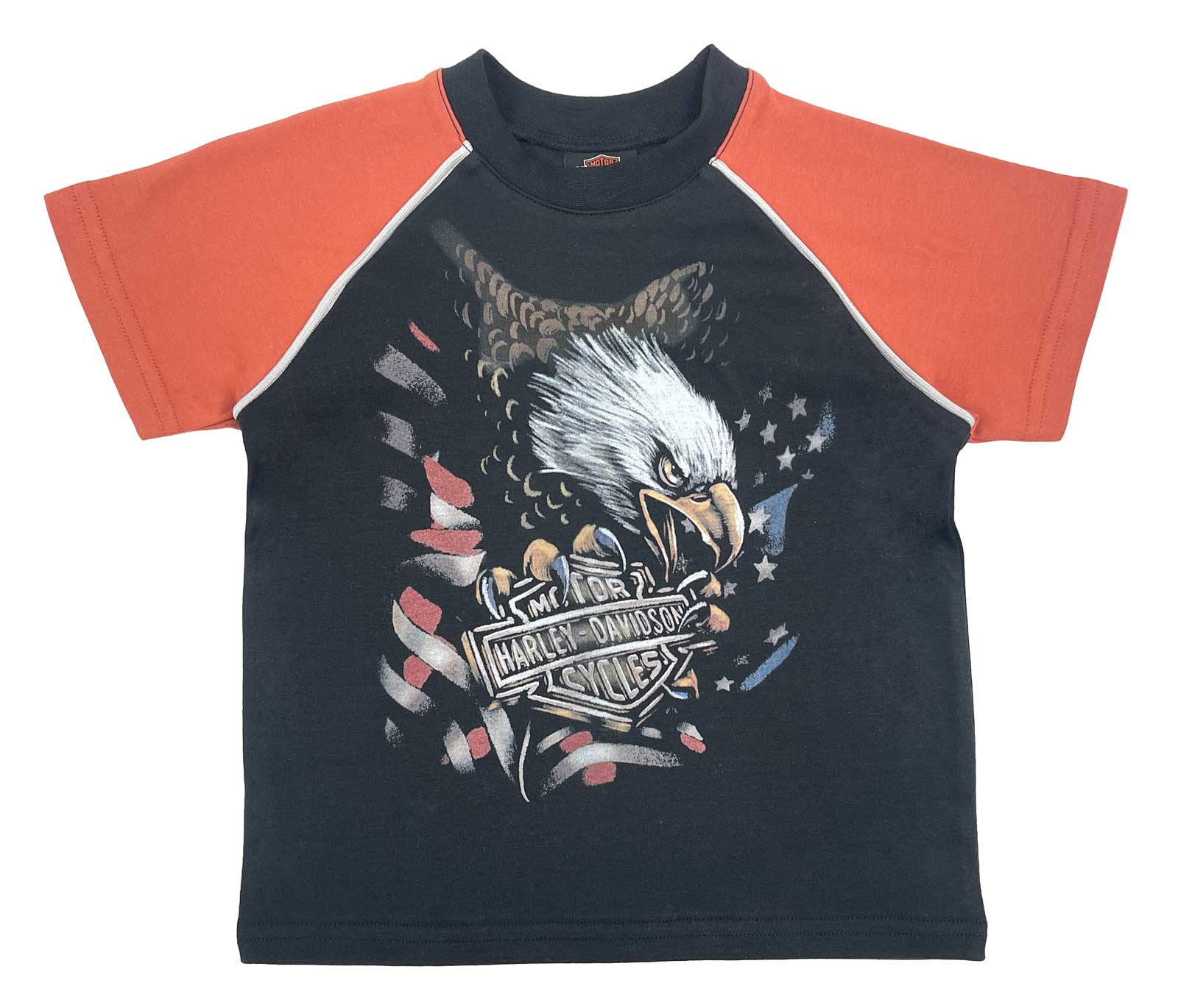 Harley-Davidson Boys' Eagle Knit Raglan Colorblock Short Sleeve T-Shirt, Black - Wisconsin Harley-Davidson