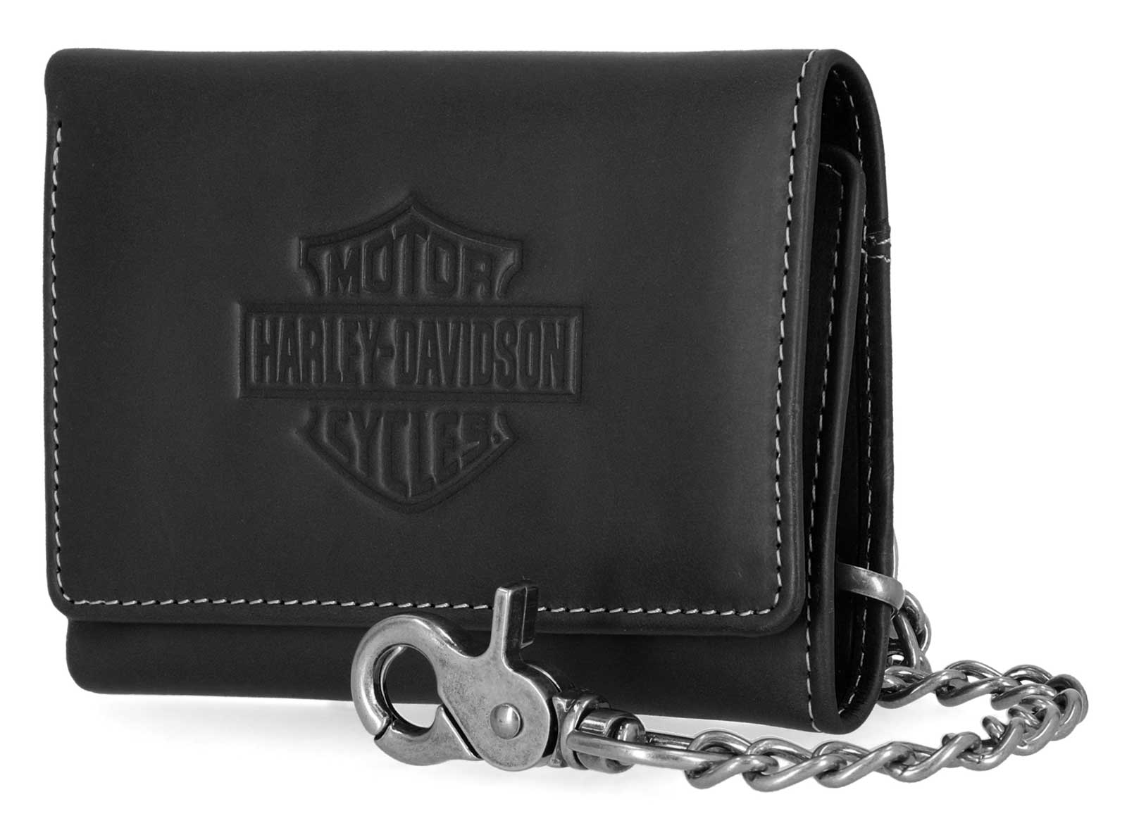 Harley-Davidson Free Shipping - Harley-Davidson Men's Traditional Bar & Shield Embossed Trifold Wallet w/ Chain - Free Shipping on many products plus Orders Over $99