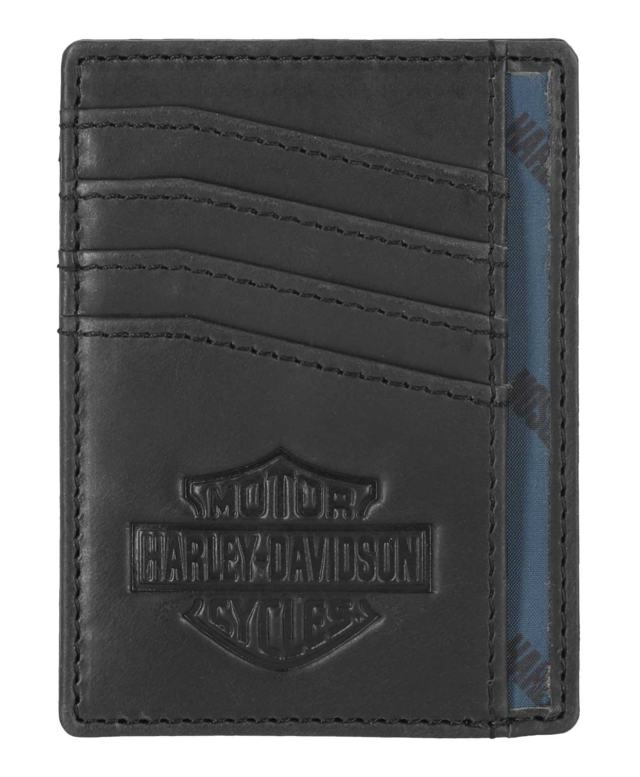 Harley-Davidson Men's B&S Card Release Leather Front Pocket Wallet, Black - Wisconsin Harley-Davidson