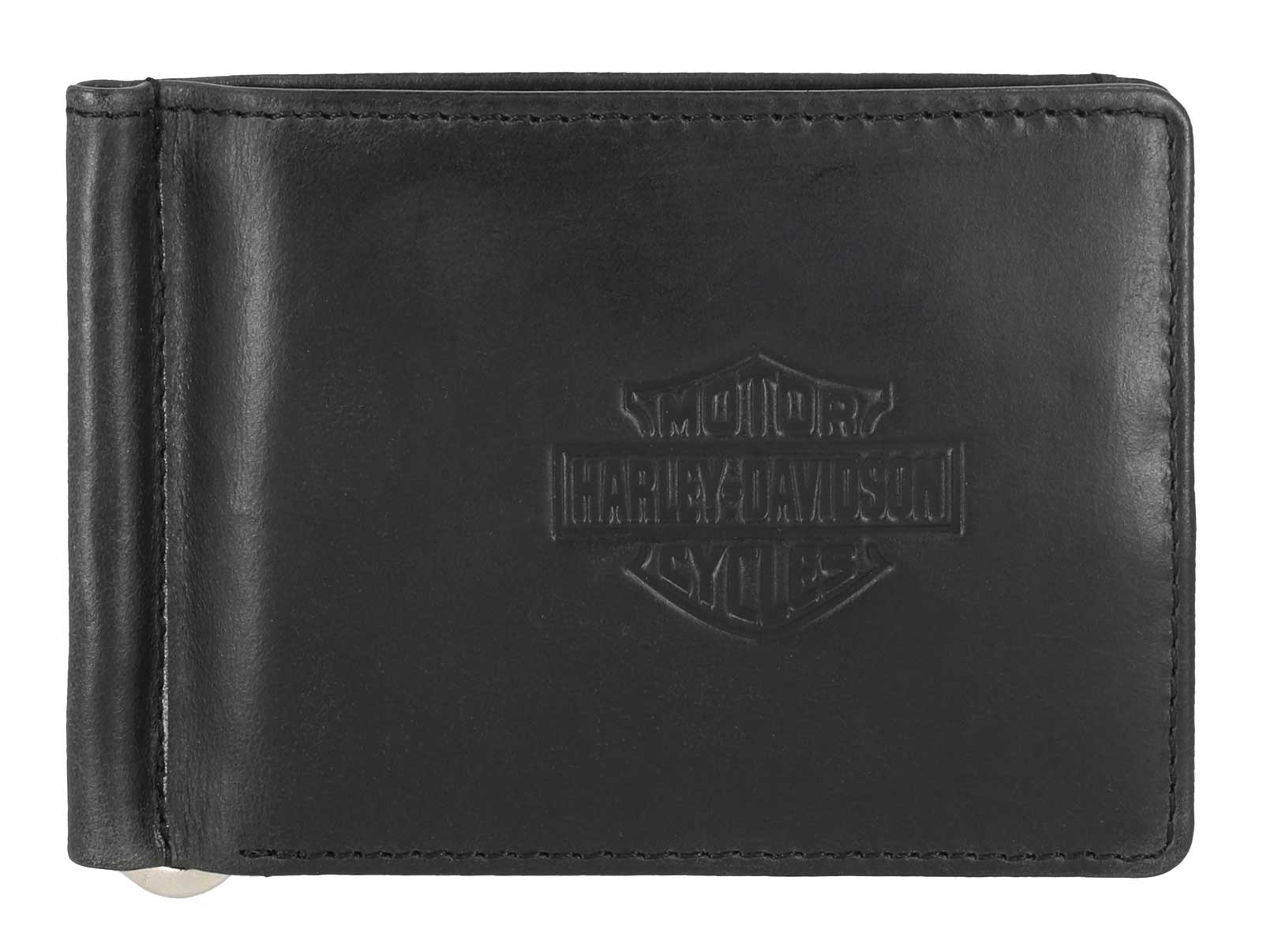 Harley-Davidson Men's B&S Card Release Leather RFID Billfold Wallet, Black - Wisconsin Harley-Davidson