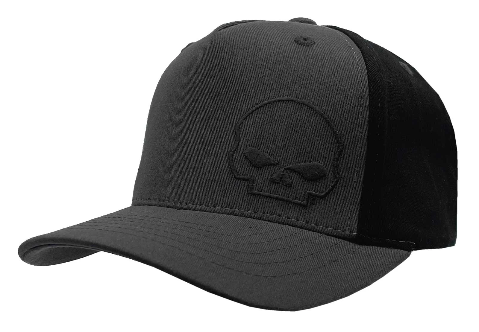 Harley-Davidson Men's MO Willie G Skull Colorblocked Baseball Hat, Gray/Black - Wisconsin Harley-Davidson