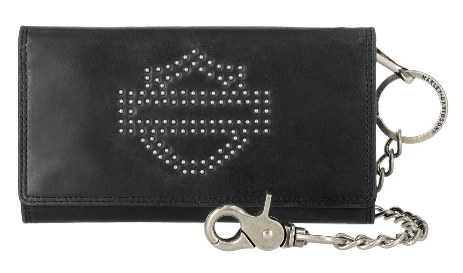 Harley-Davidson Men's Nail Head Open Bar & Shield Logo Trucker Wallet w/ Chain - Wisconsin Harley-Davidson