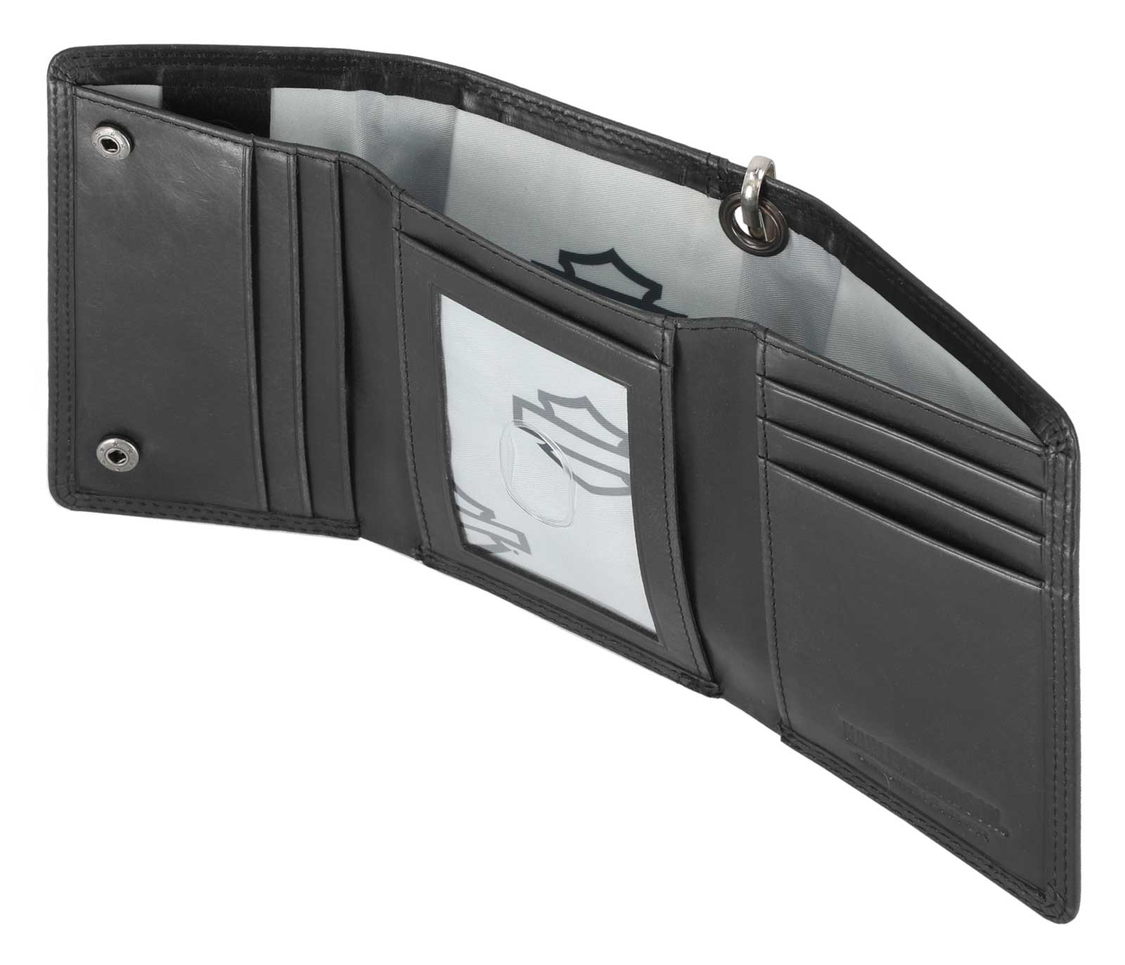 Harley-Davidson Men's Nail Head Open Bar & Shield Medium Trifold Wallet w/ Chain - No Hassle Returns at Wisconsin Harley