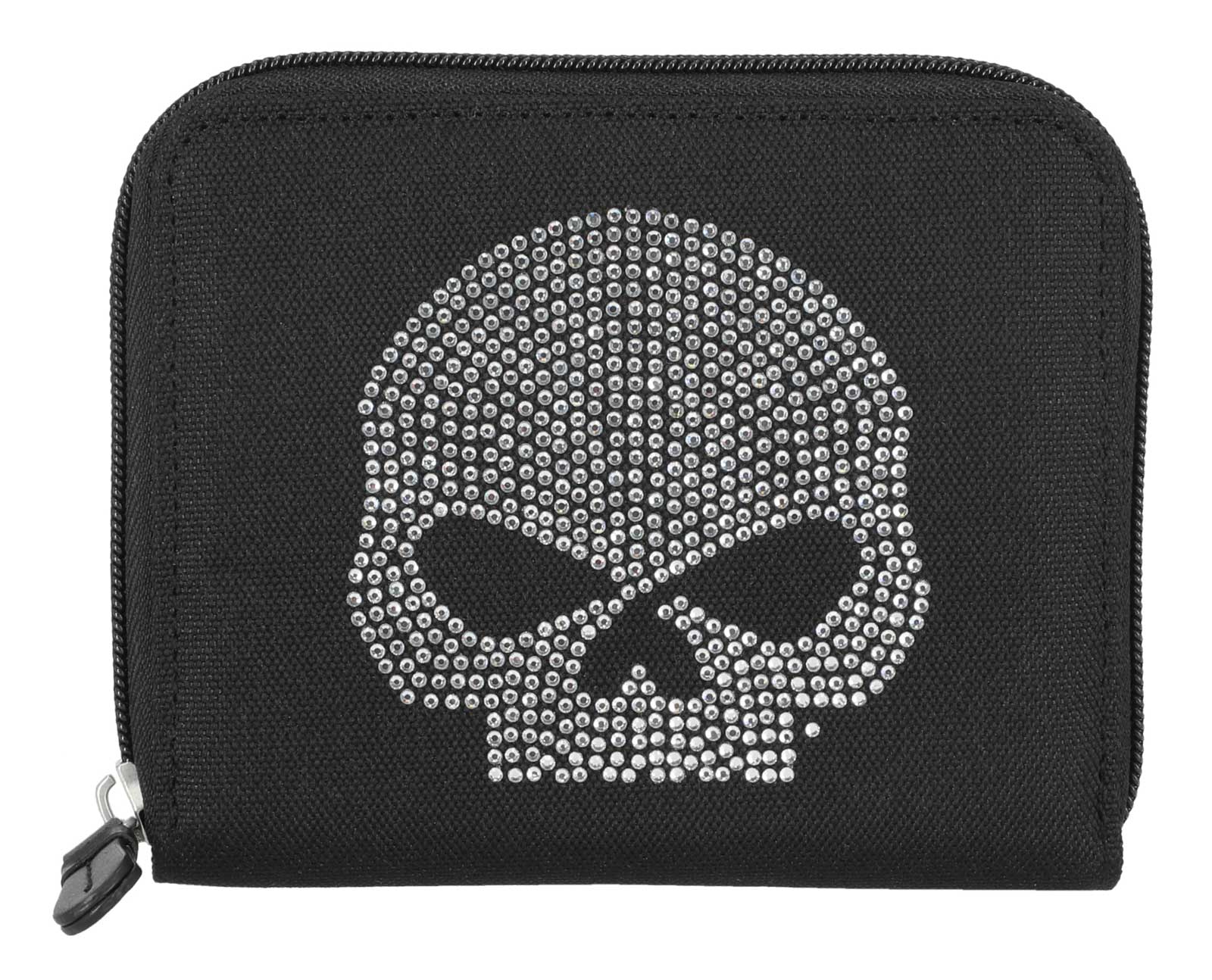Harley-Davidson Women's Bling Willie G Skull RFID Zip Around Wallet, Black - Wisconsin Harley-Davidson