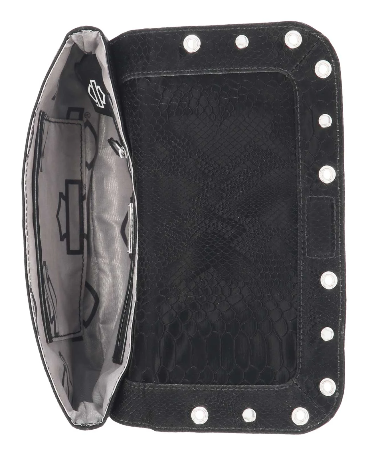 Harley-Davidson Women's Embossed Snake Skin B&S Crossbody Purse, Black - Largest Selection of Harley-Davidson Products