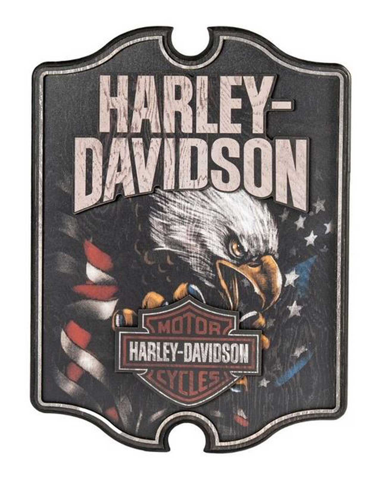 Harley-Davidson Patriotic Eagle Bar & Shield Logo Wooden Pub Sign, Black - Wisconsin Harley-Davidson