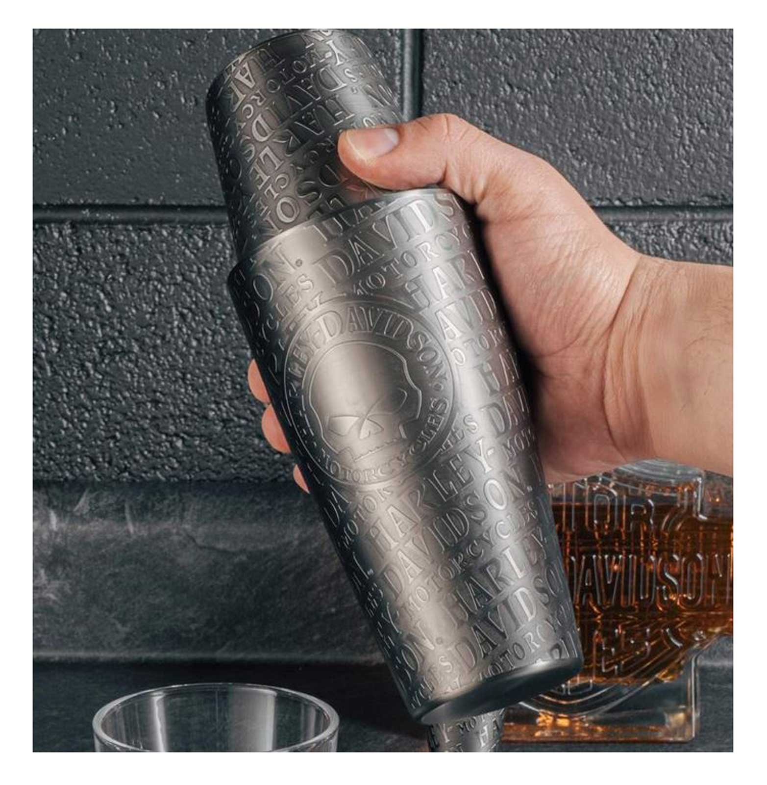 Harley-Davidson Willie G Skull Boston Shaker Set, Stainless Steel 3-Piece Set - No Hassle Returns at Wisconsin Harley