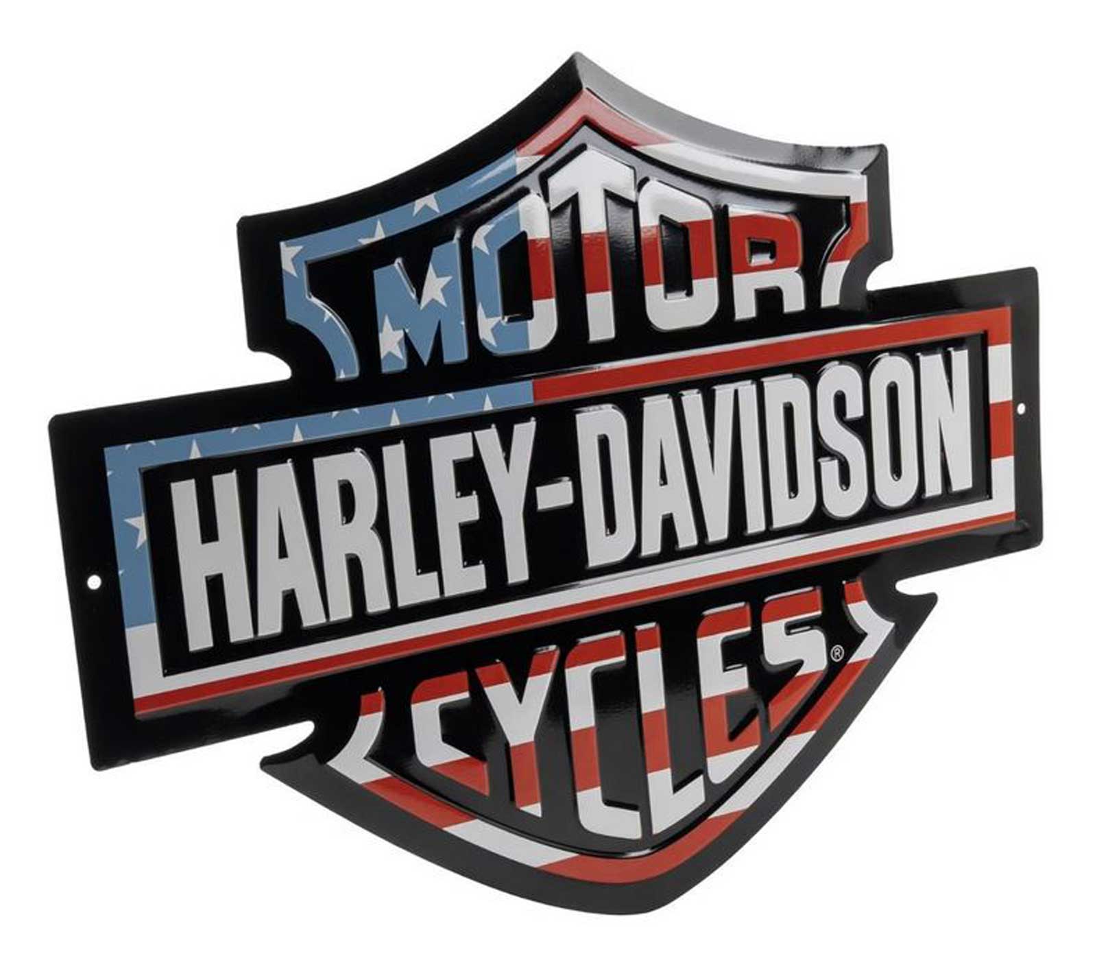 Harley-Davidson Free Shipping - Harley-Davidson Americana Flag Bar & Shield Logo Metal Tin Sign, Black - Free Shipping on many products plus Orders Over $99