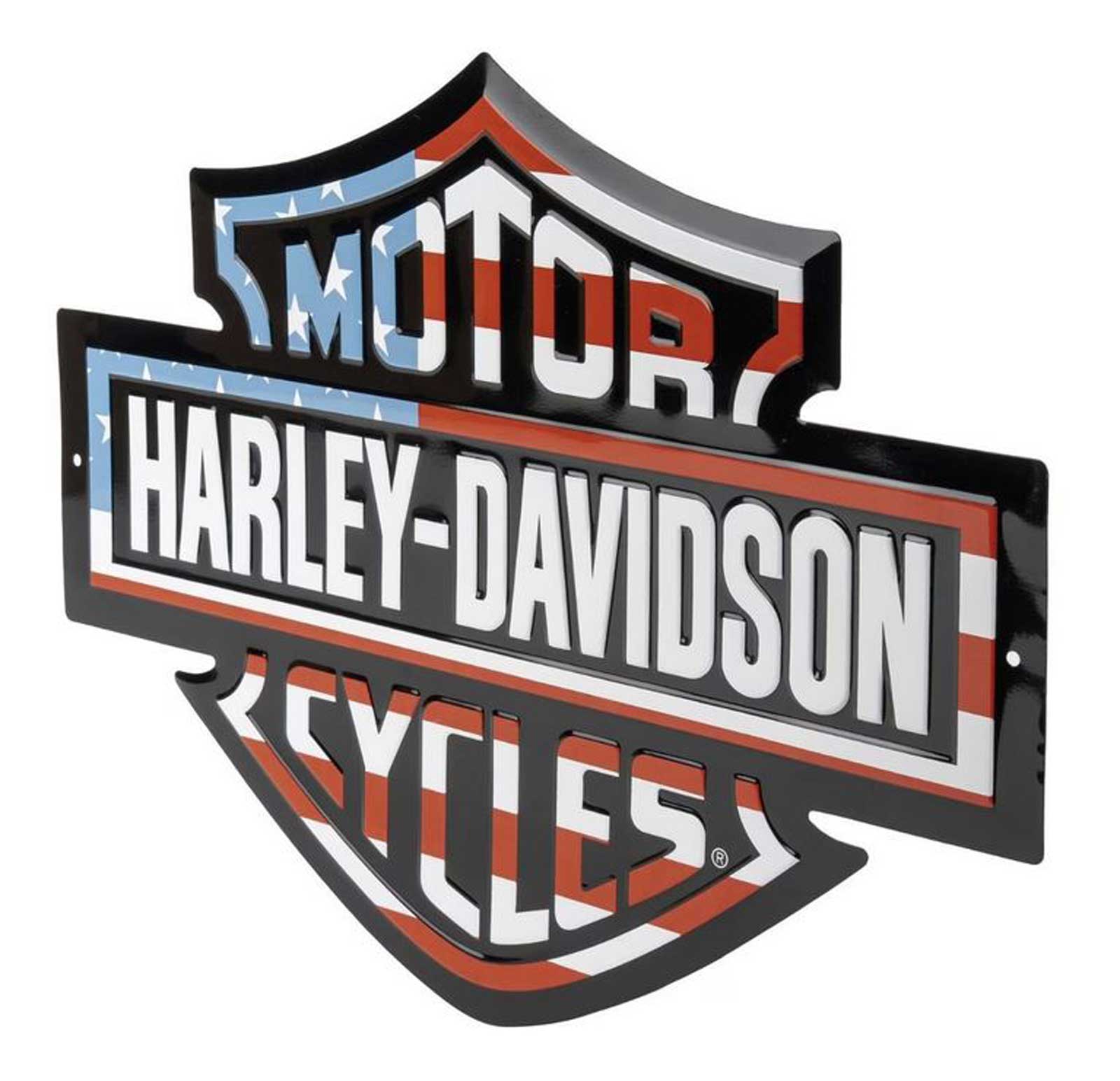 Harley-Davidson Americana Flag Bar & Shield Logo Metal Tin Sign, Black - No Hassle Returns at Wisconsin Harley