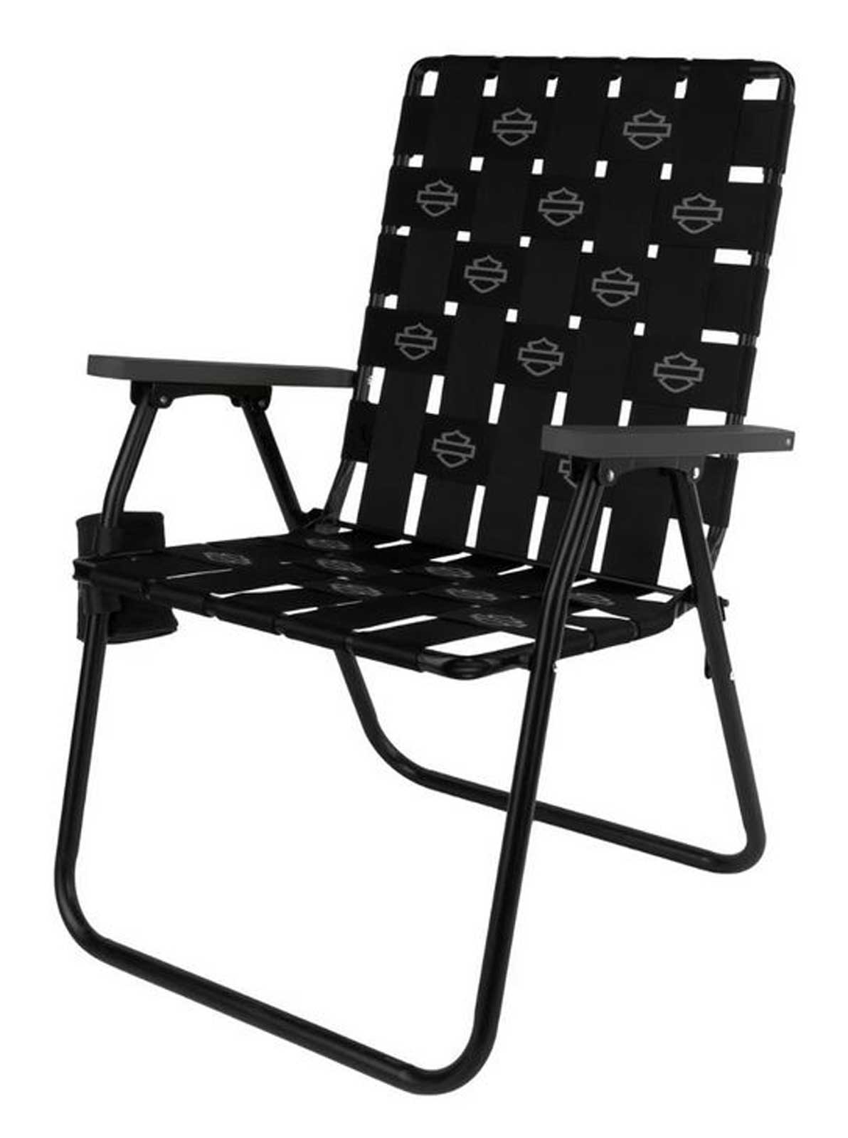 Harley-Davidson Retro Open Bar & Shield Outdoor Folding Lawn Chair, Black - Largest Selection of Harley-Davidson Products
