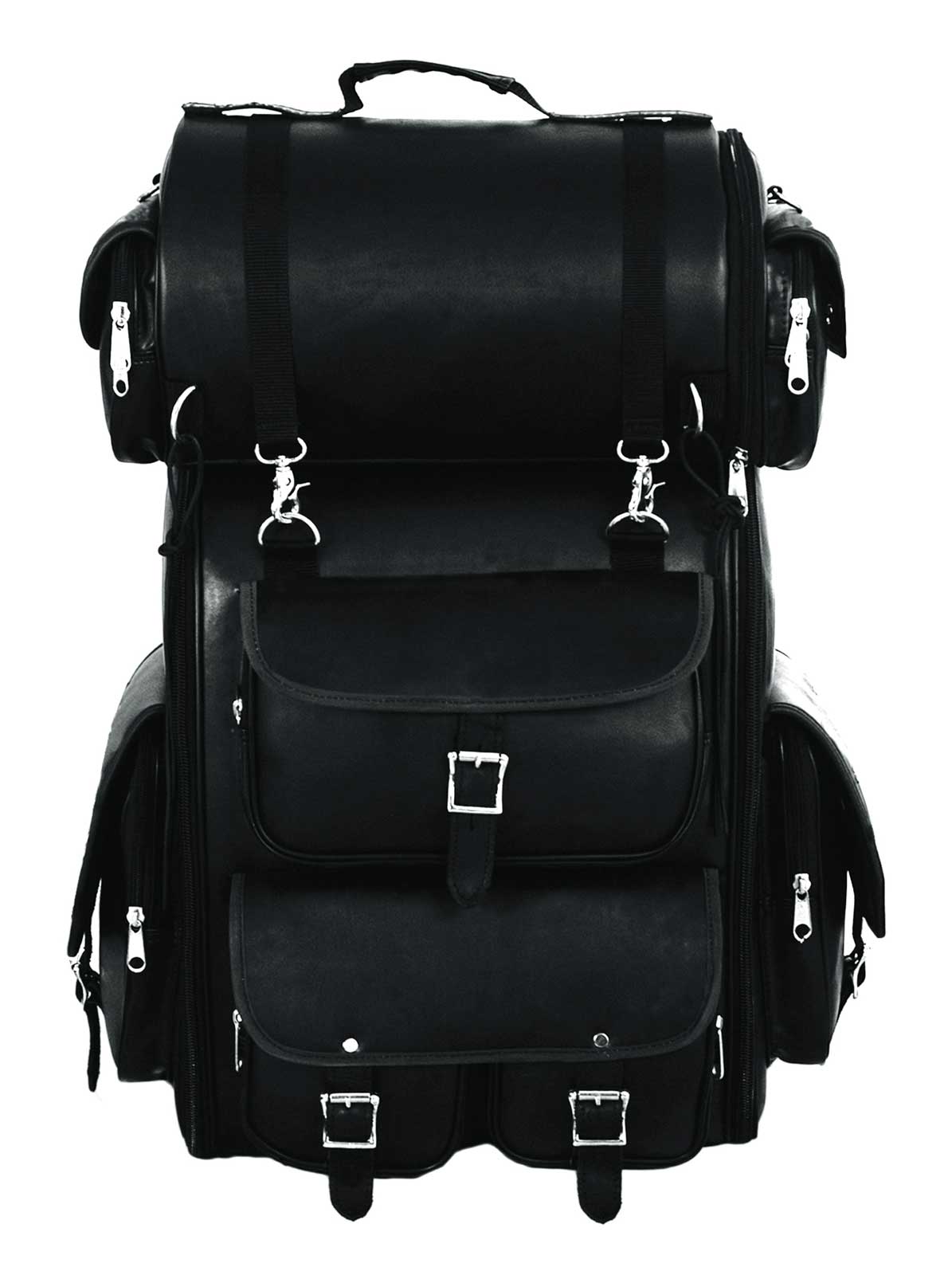 UNIK PVC 2 Piece Motorcycle Luggage Touring Bag, Solid Black w/ Silver Hardware - Wisconsin Harley-Davidson