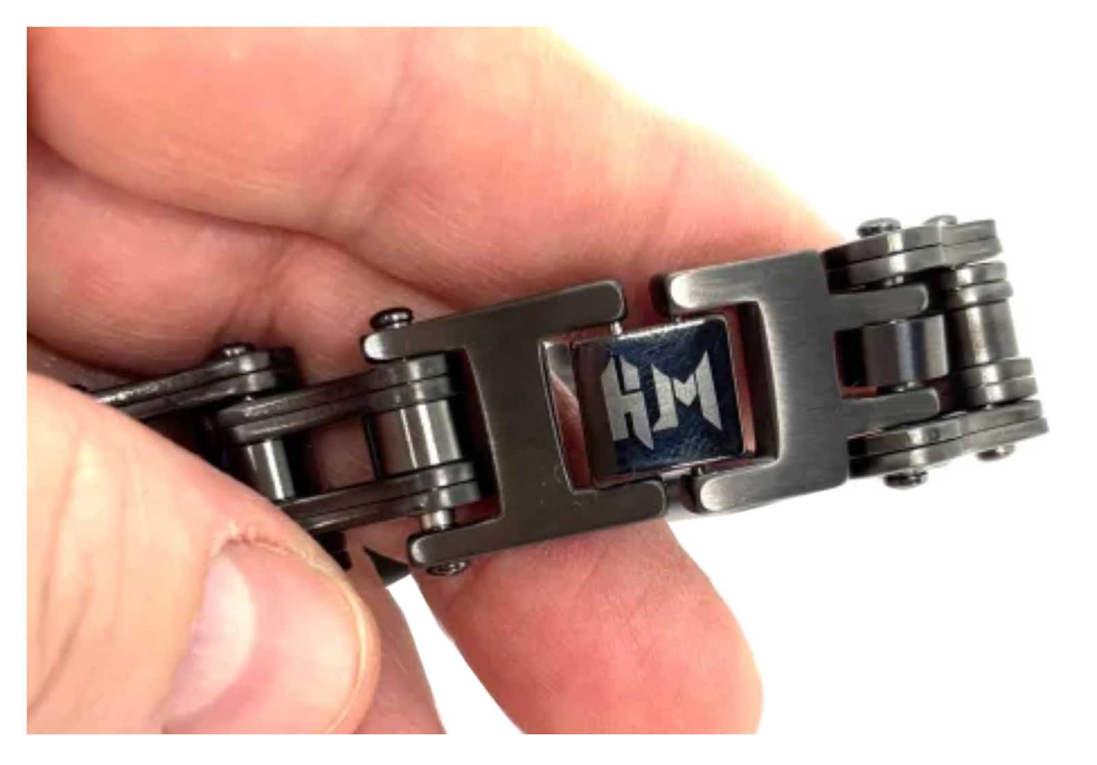Heavy Metal Men's Eagle Badge Motorcycle Stainless Steel Bracelet, Gunmetal - No Hassle Returns at Wisconsin Harley
