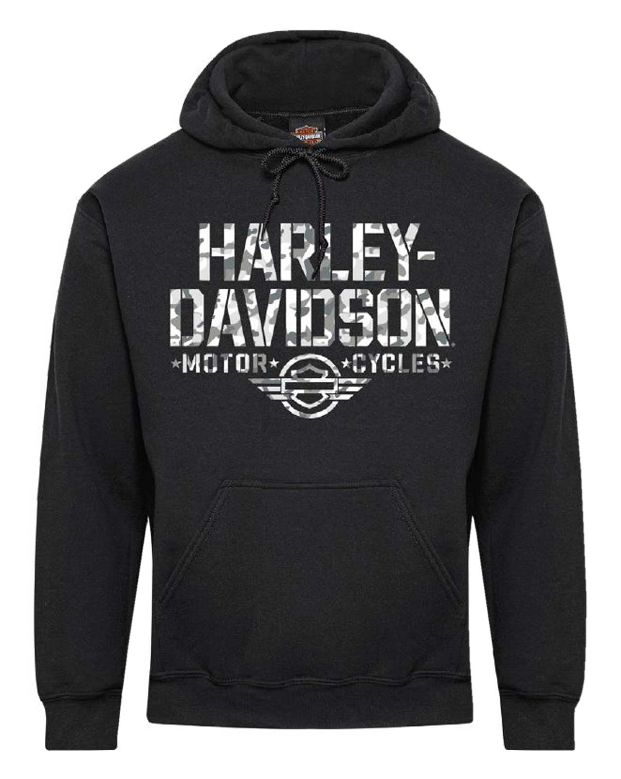 Harley-Davidson Men's Camo H-D Pullover Fleece Hooded Sweatshirt, Black - Wisconsin Harley-Davidson