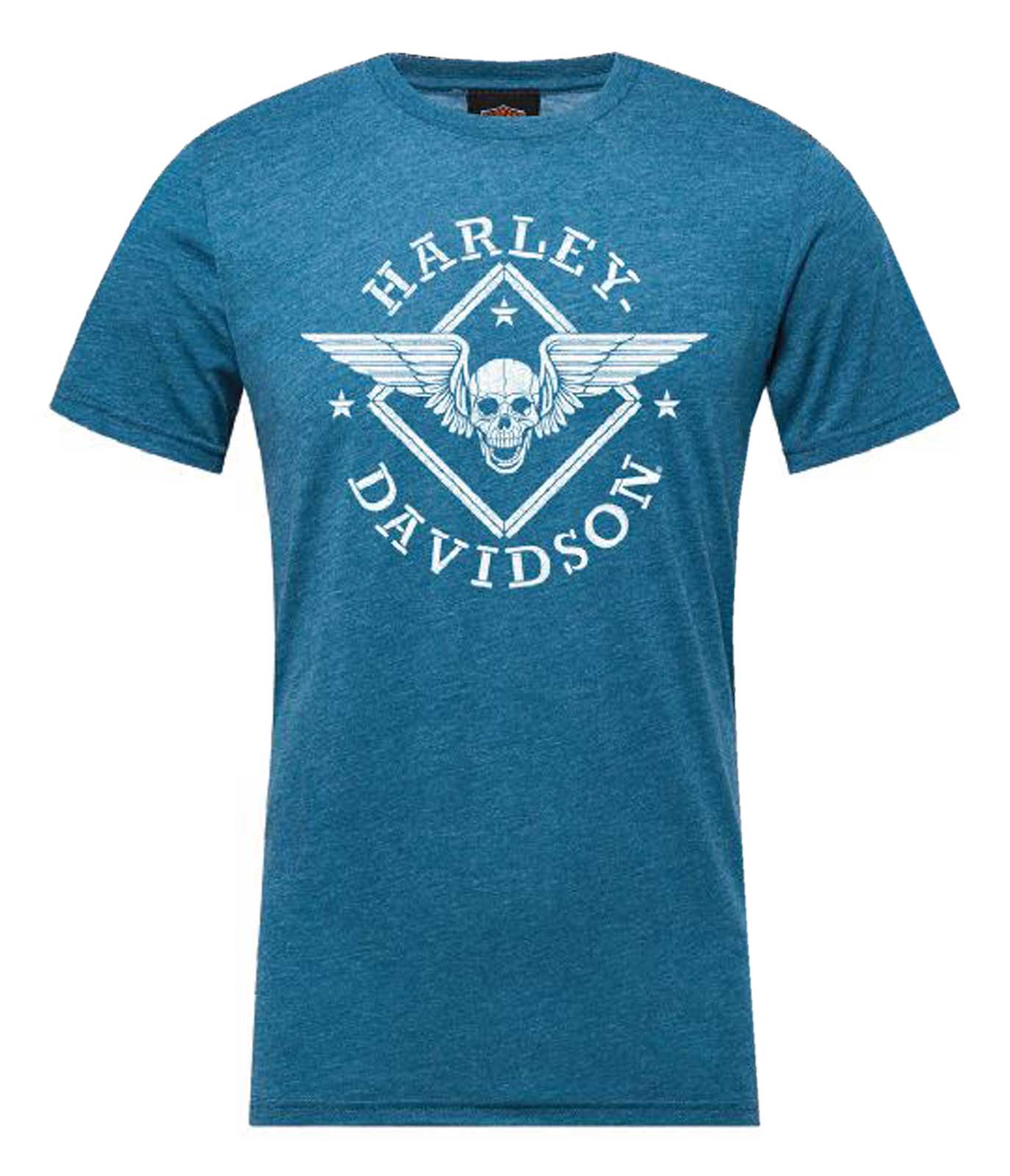 Harley-Davidson Mens Raider Short Sleeve Tri-Blend Crew-Neck T-Shirt, Steel Blue - Wisconsin Harley-Davidson