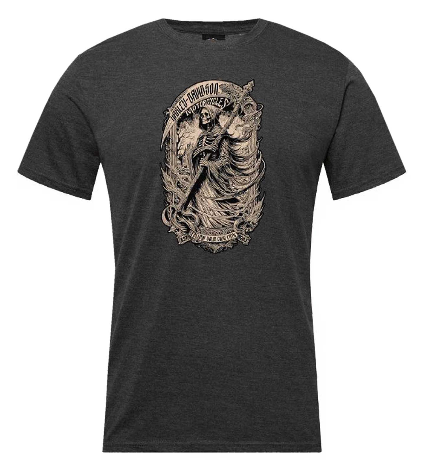 Harley-Davidson Men's Collector Short Sleeve Poly-Blend Tee, Heather Graphite - Wisconsin Harley-Davidson