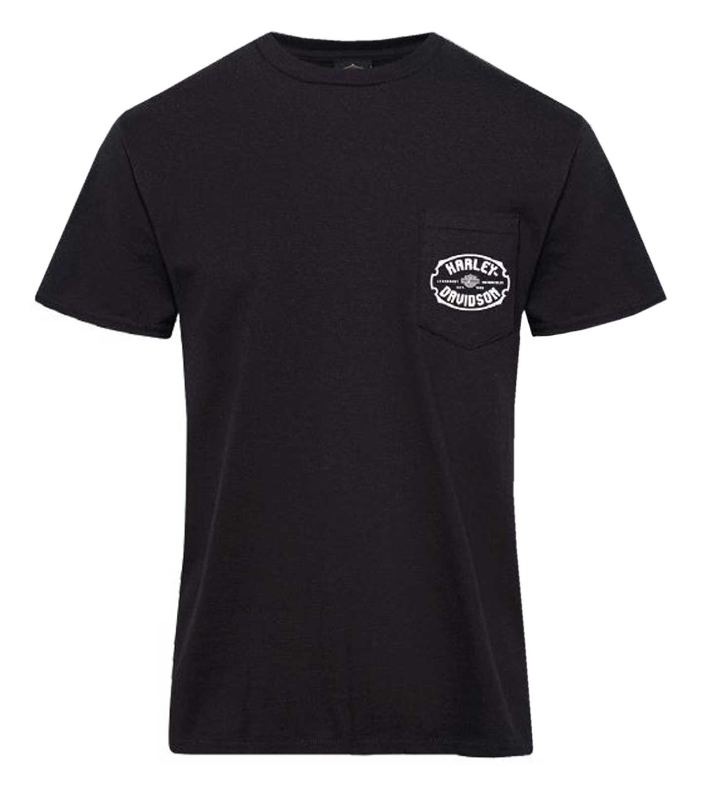 Harley-Davidson Men's Aftermath Short Sleeve Chest Pocket Cotton Tee, Black - Wisconsin Harley-Davidson