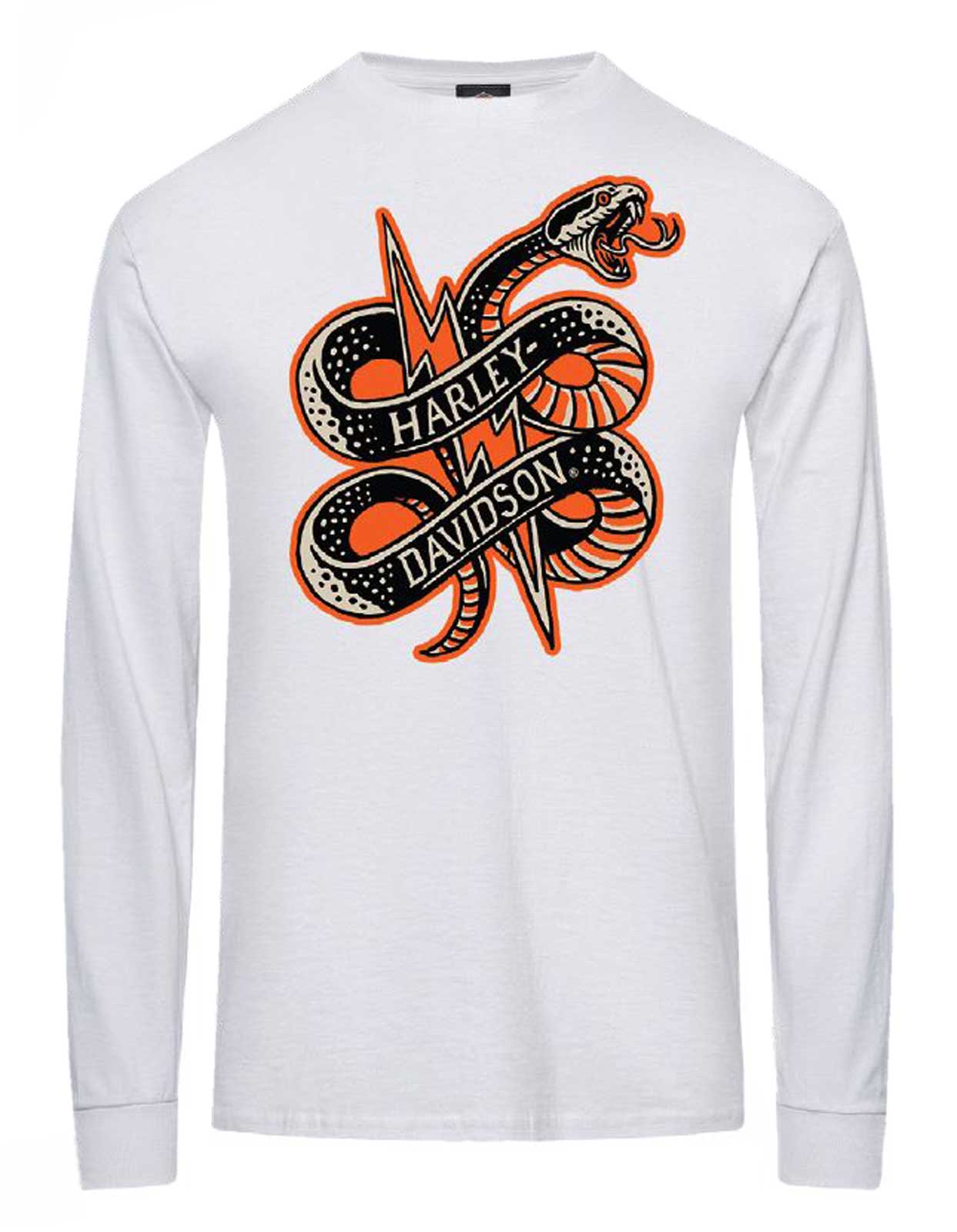 Harley-Davidson Men's Attack Serpent Long Sleeve Cotton Shirt, Solid White - Wisconsin Harley-Davidson