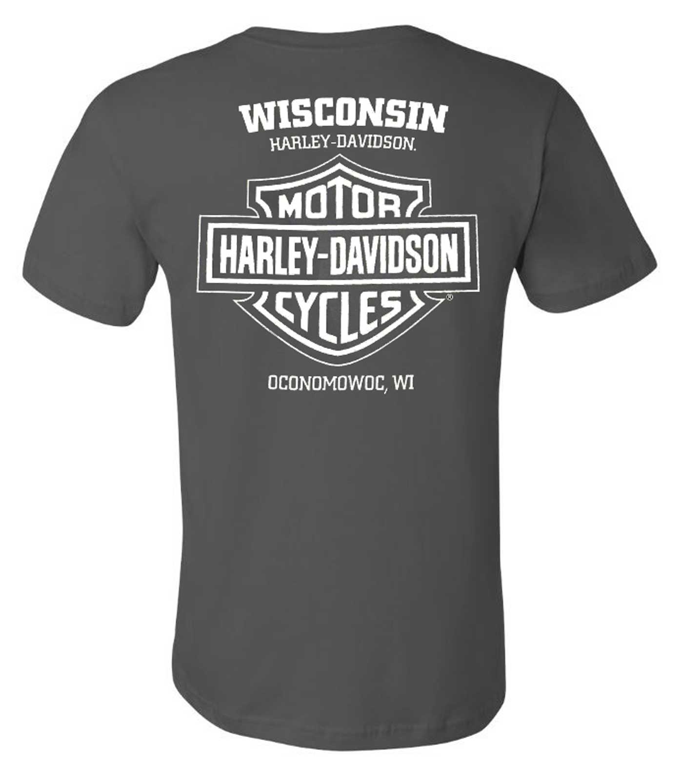 Harley-Davidson Men's Tribute Short Sleeve Chest Pocket Cotton Tee, Charcoal - No Hassle Returns at Wisconsin Harley