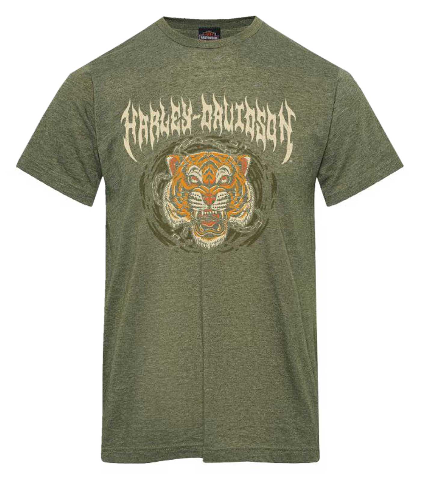 Harley-Davidson Men's Fracture Short Sleeve Poly-Blend T-Shirt, Military Green - Wisconsin Harley-Davidson
