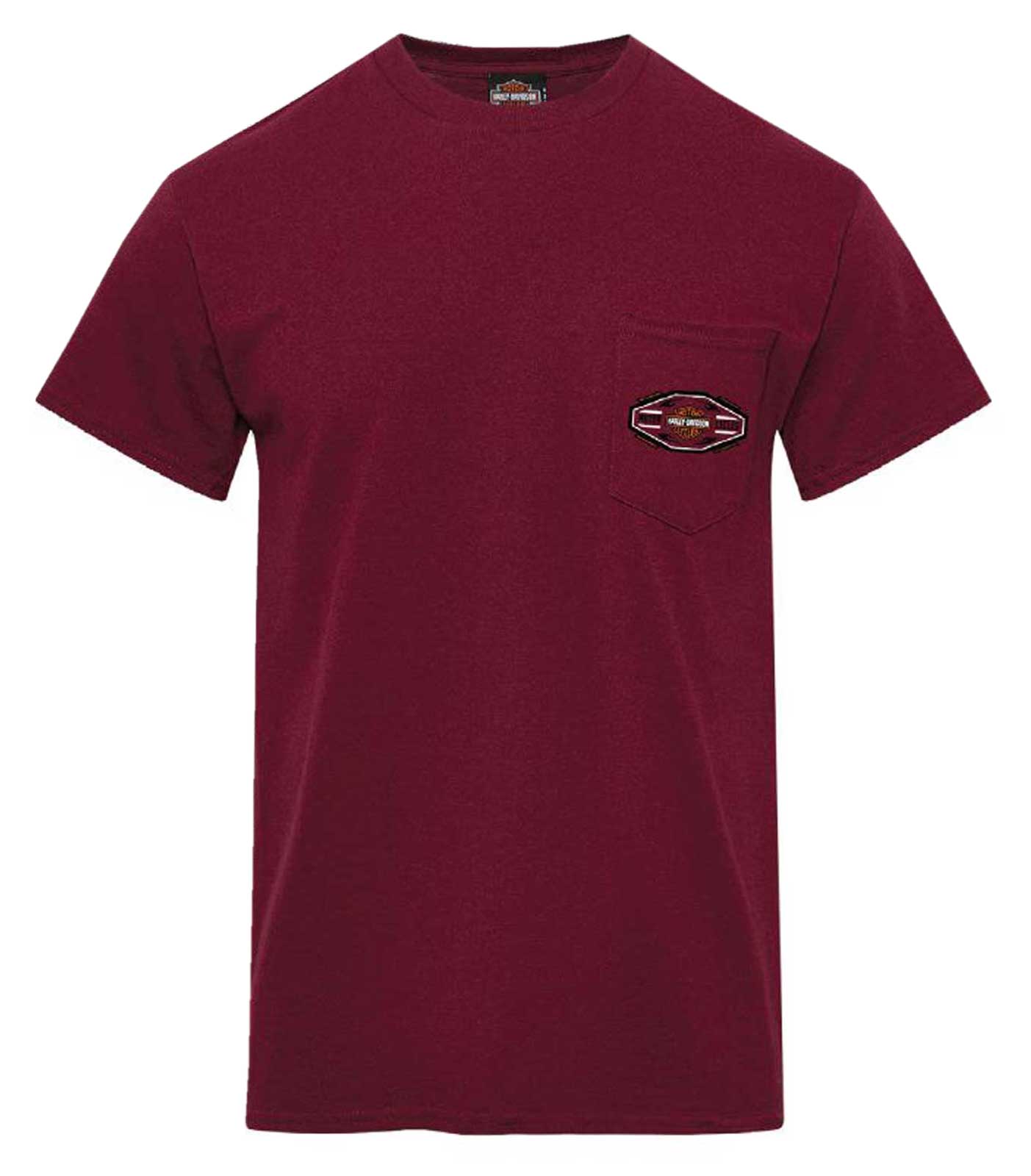 Harley-Davidson Men's Victory Short Sleeve Chest Pocket Cotton Tee, Maroon - Wisconsin Harley-Davidson