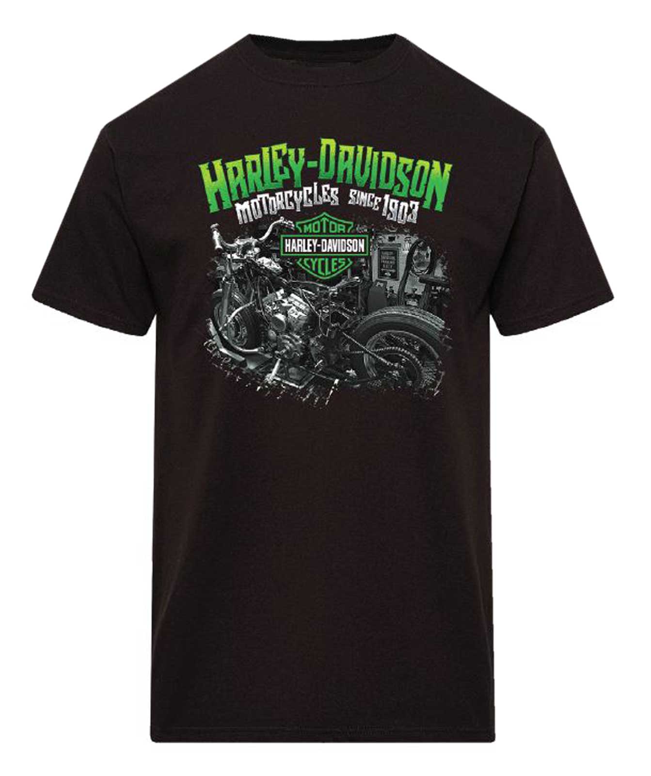 Harley-Davidson Men's Workshop Cotton Crew-Neck Short Sleeve T-Shirt, Black - Wisconsin Harley-Davidson