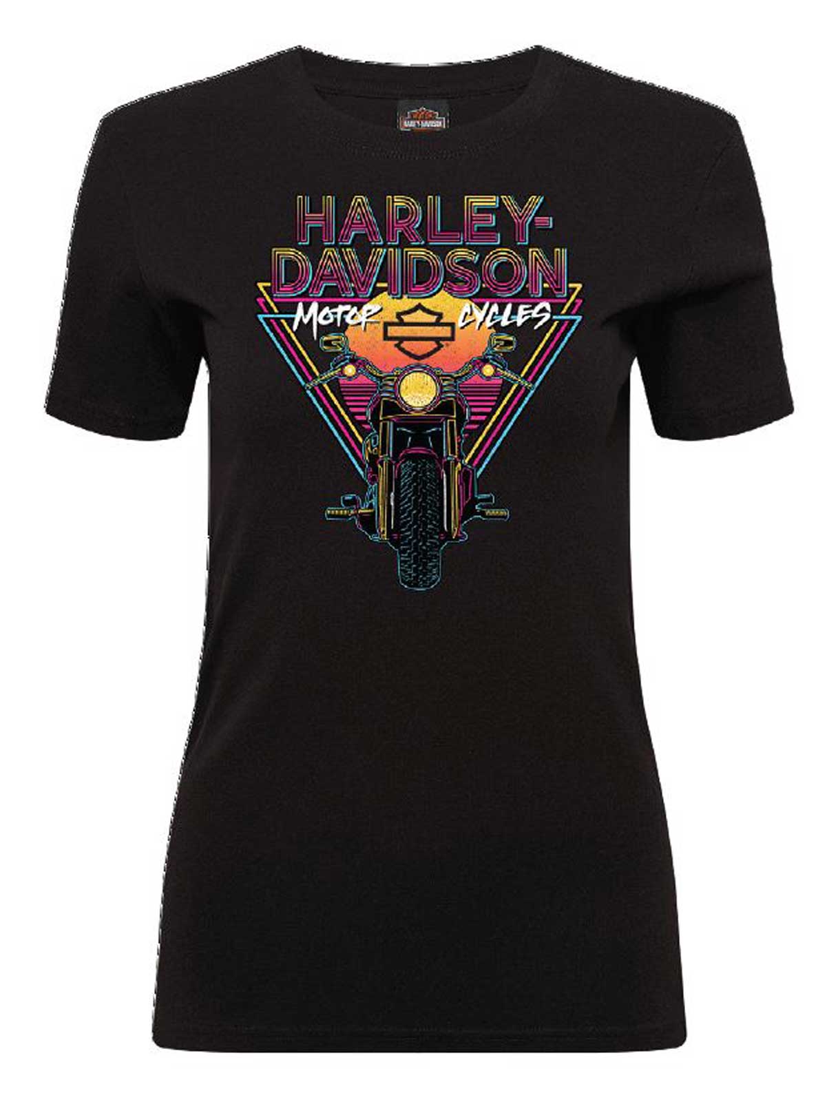 Harley-Davidson Women's Vice Short Sleeve Crew-Neck Cotton Tee, Solid Black - Wisconsin Harley-Davidson