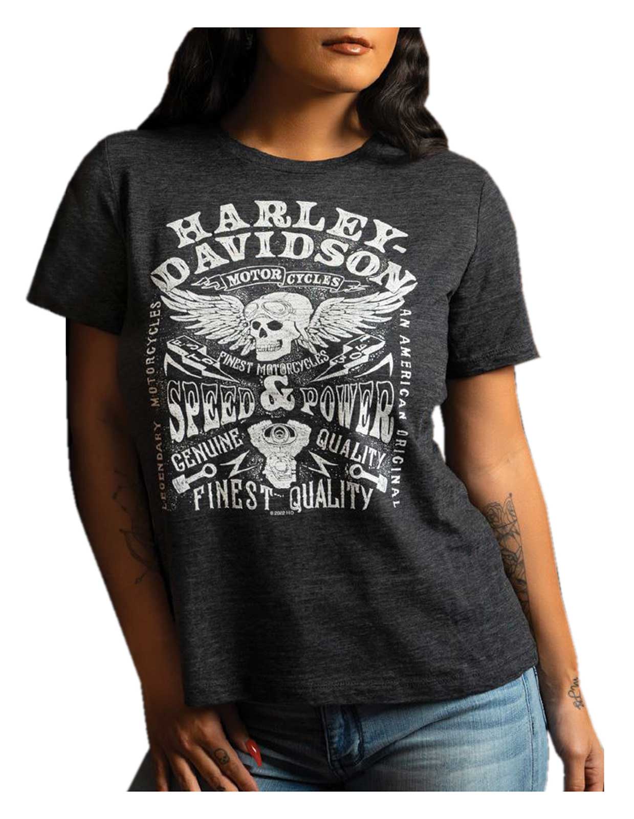 Harley-Davidson Women's Festival Spirit Crew-Neck Short Sleeve Tee, Black - Wisconsin Harley-Davidson